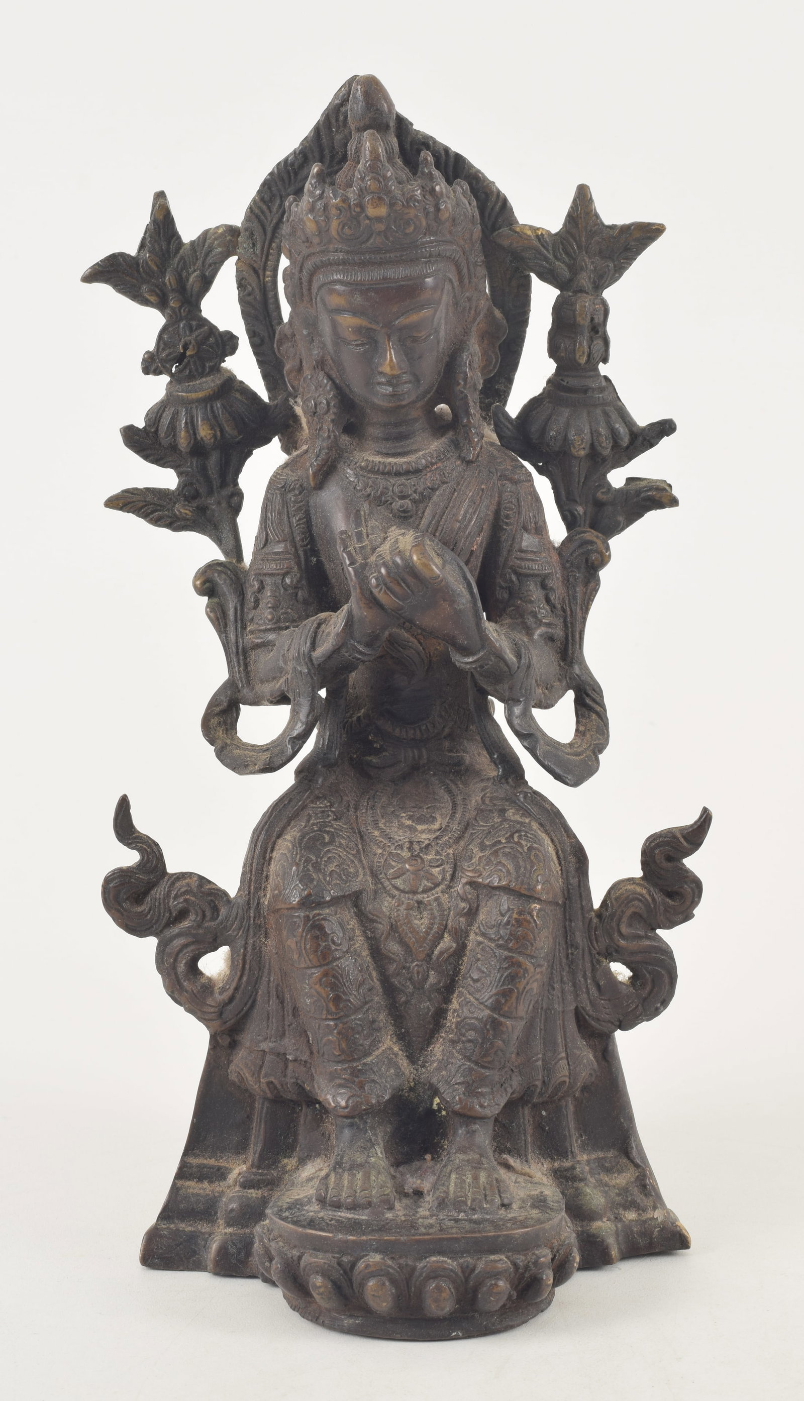 20th century or earlier seated bronze buddha. 9.25in high. (1 of 8)