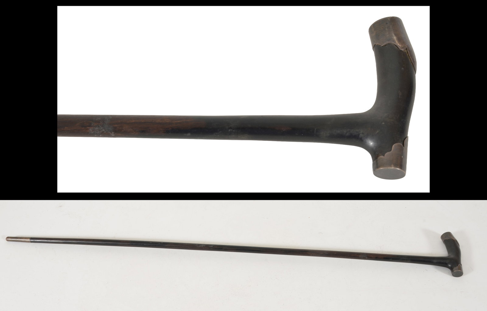 Silver topped Chinese style hardwood cane. (1 of 5)