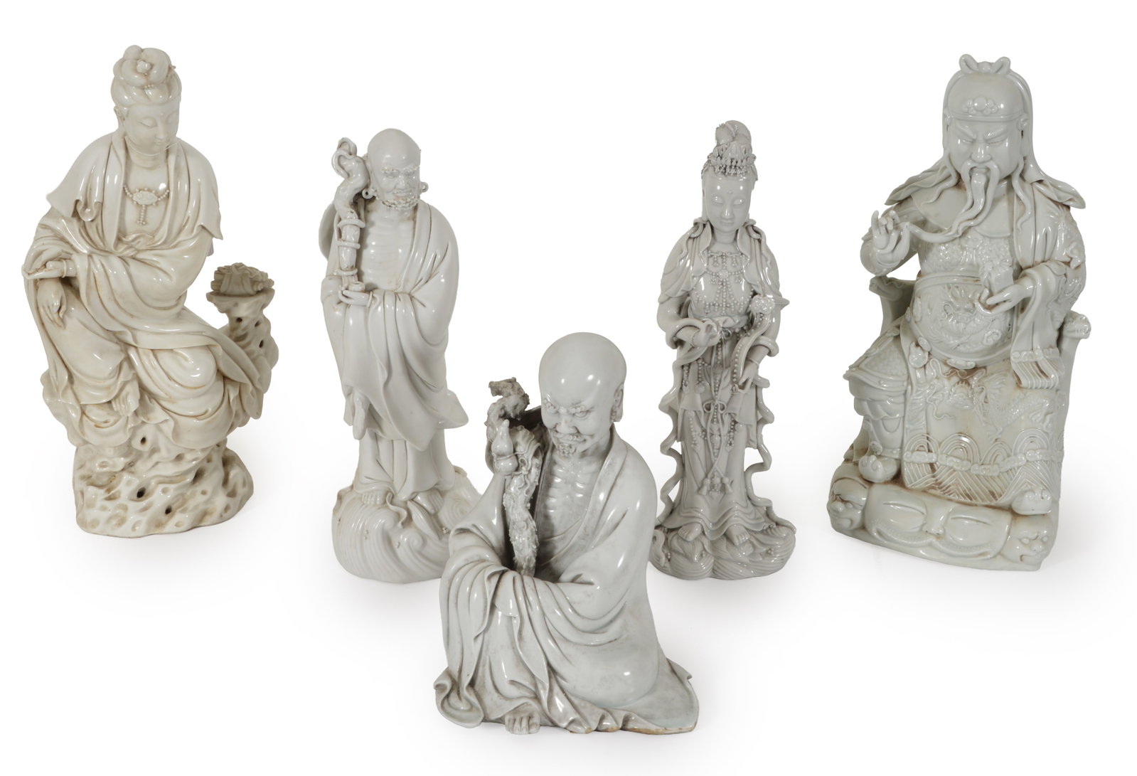 Lot of 5 Chinese Blanc De Chine figures. Tallest 15 in. (1 of 6)
