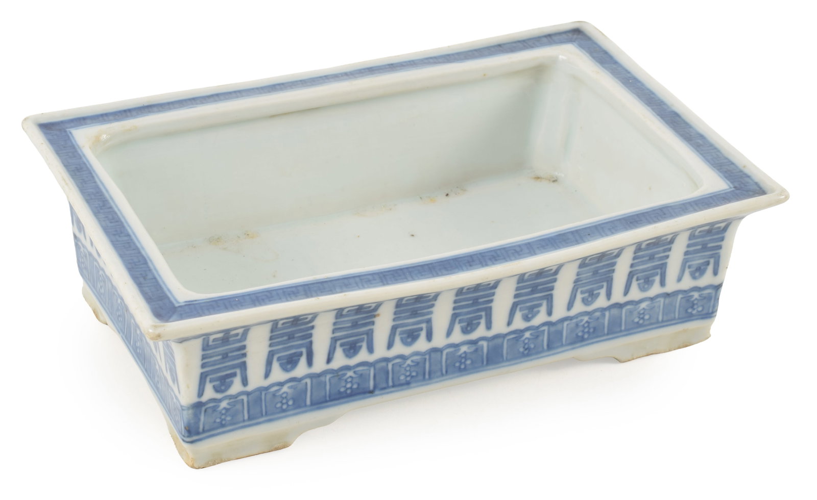 19th century Asian porcelain footed planter. Rectangular form. 9.75 x 3in. (1 of 4)