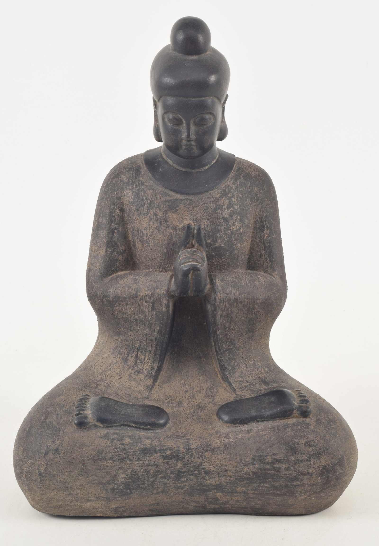 Chinese zisha stoneware seated figure of Guanyin. 15.25in high. (1 of 8)