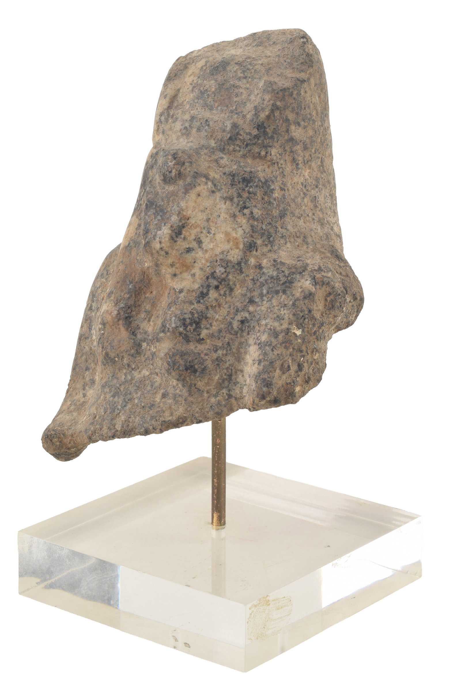 Egyptian, Late Period, granite fragmentary figure of Uraeus headed deity in seated position. On a (1 of 7)