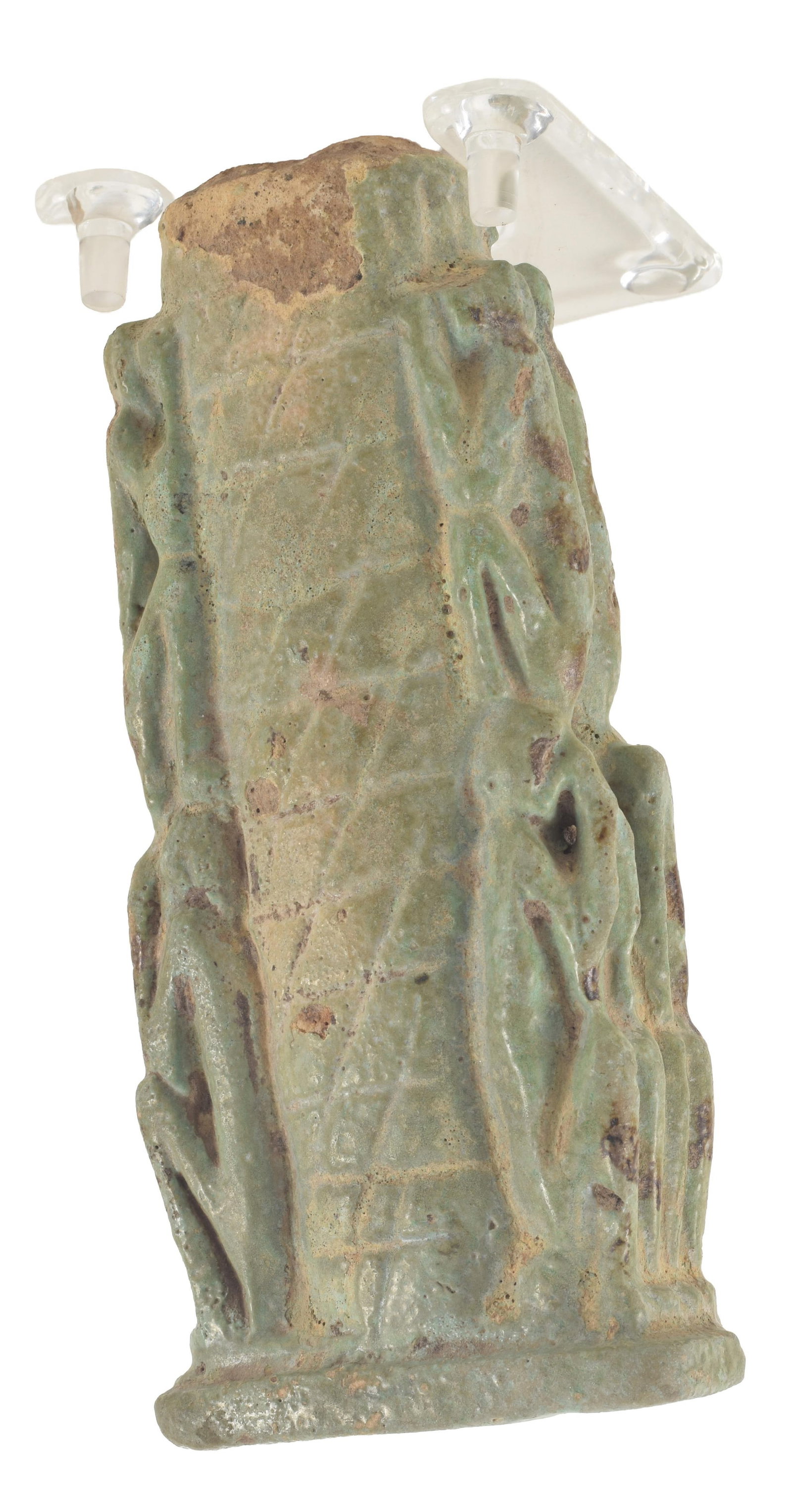 Egyptian, Late Period, faience Ushabti partial figure of a god flanked with rows of gibbons. Height (1 of 7)