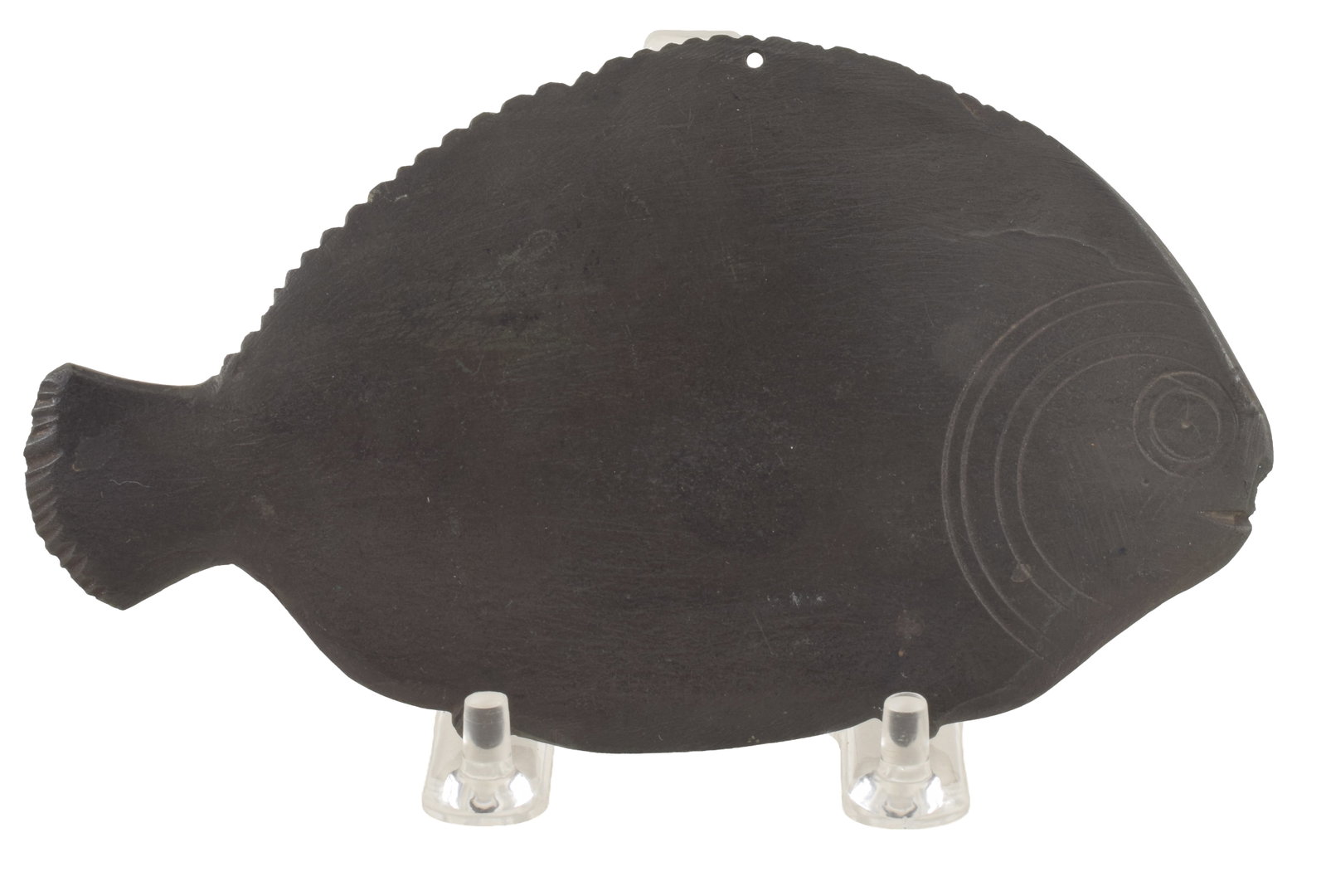 Egyptian, Pre-Dynastic, slate palette in the form of a fish. Incised details and suspension loop (1 of 5)