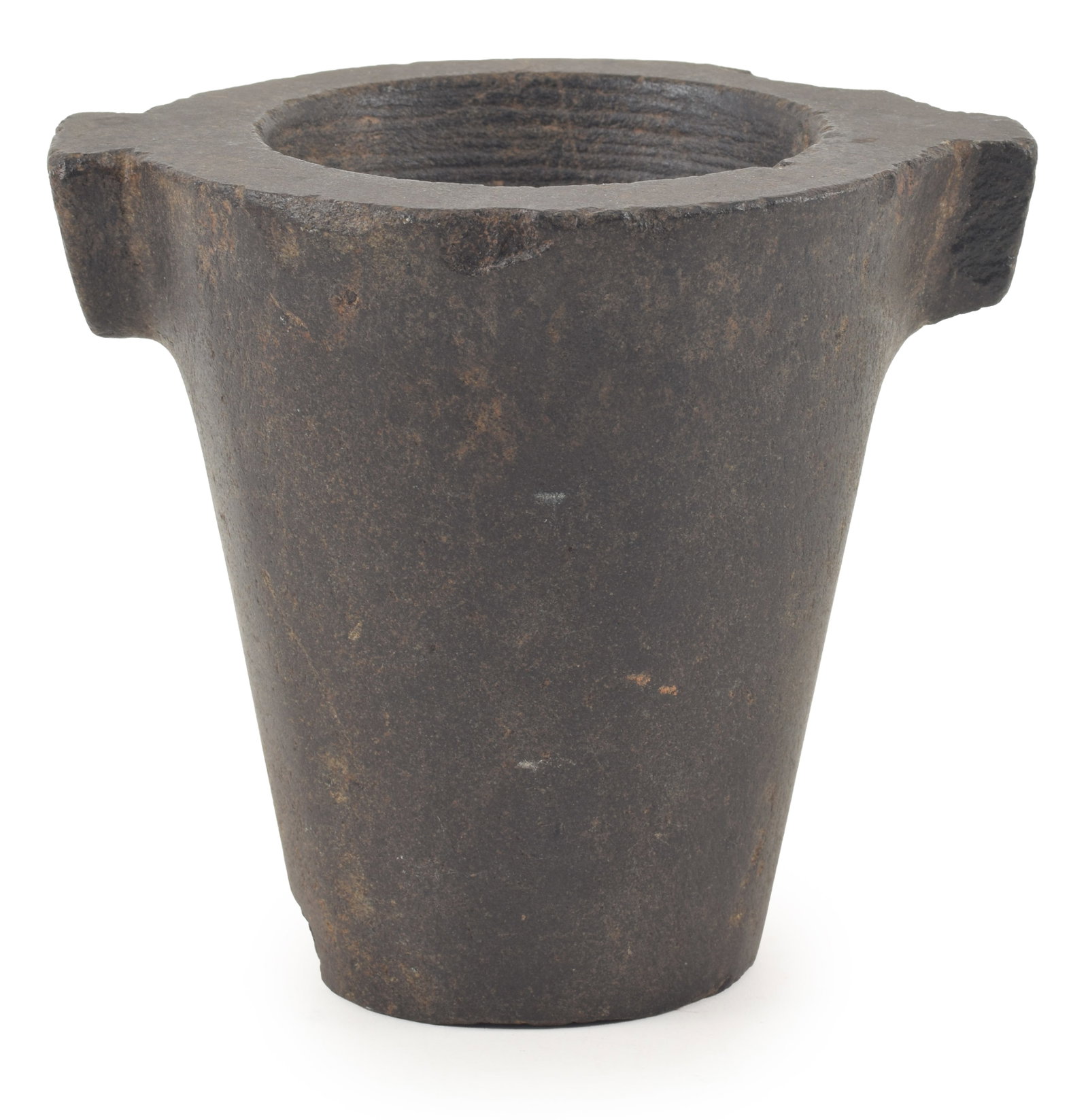 Egyptian, 26th Dynasty, saite basalt jar or mortar. Conical form with heavy lug handles. Height 5 (1 of 7)