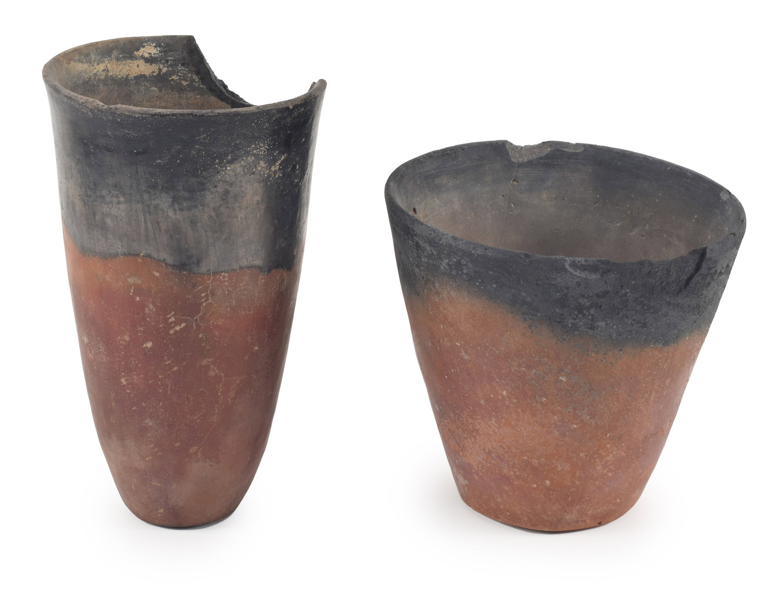 [2] Egyptian, Pre-Dynastic, black-topped redware pottery jars. Flaring conical form. Heights 9 in (1 of 9)