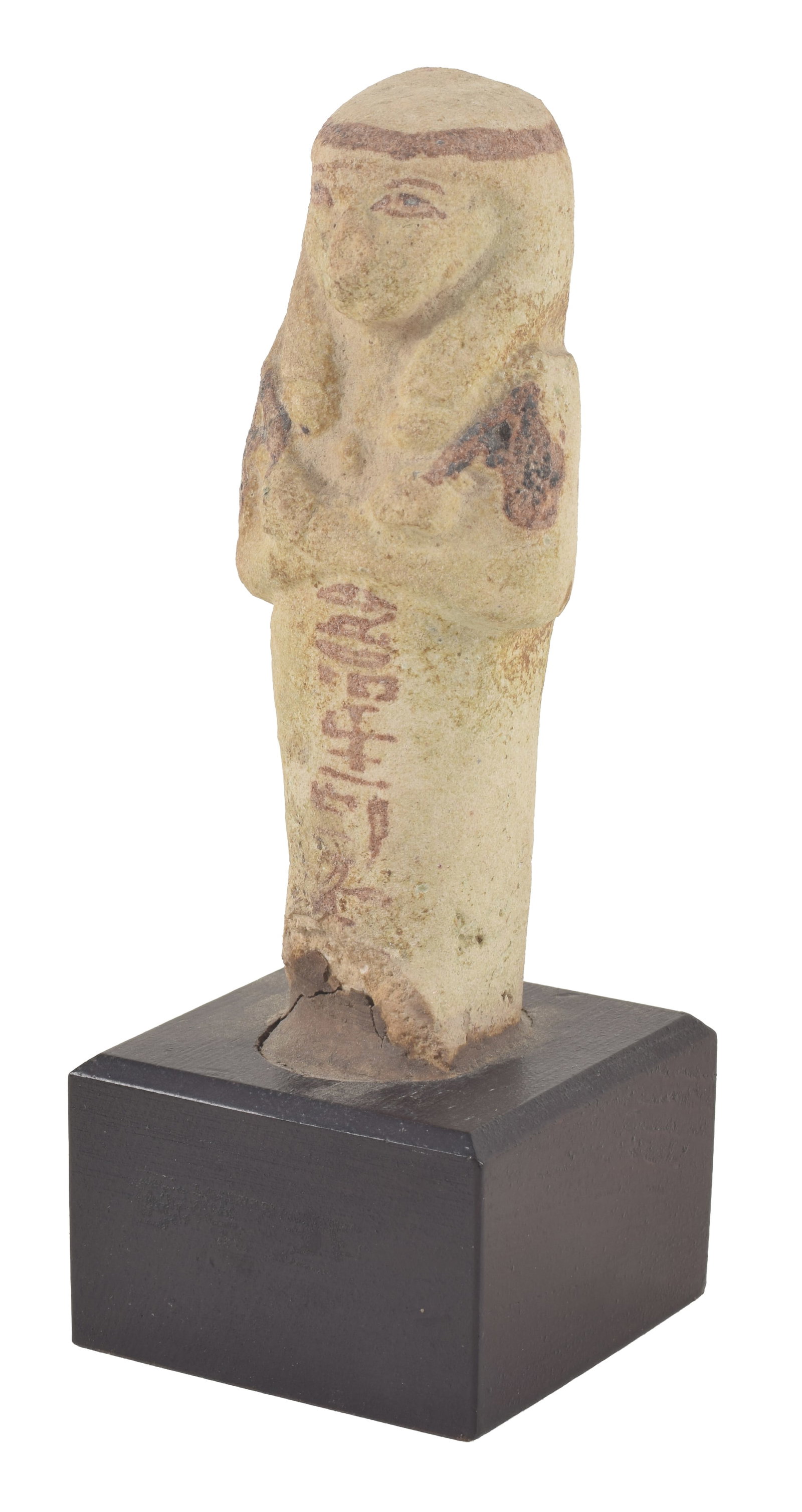 Egyptian, 20th/22nd Dynasties, white faience ushabti with hose and column painted with inscription (1 of 5)