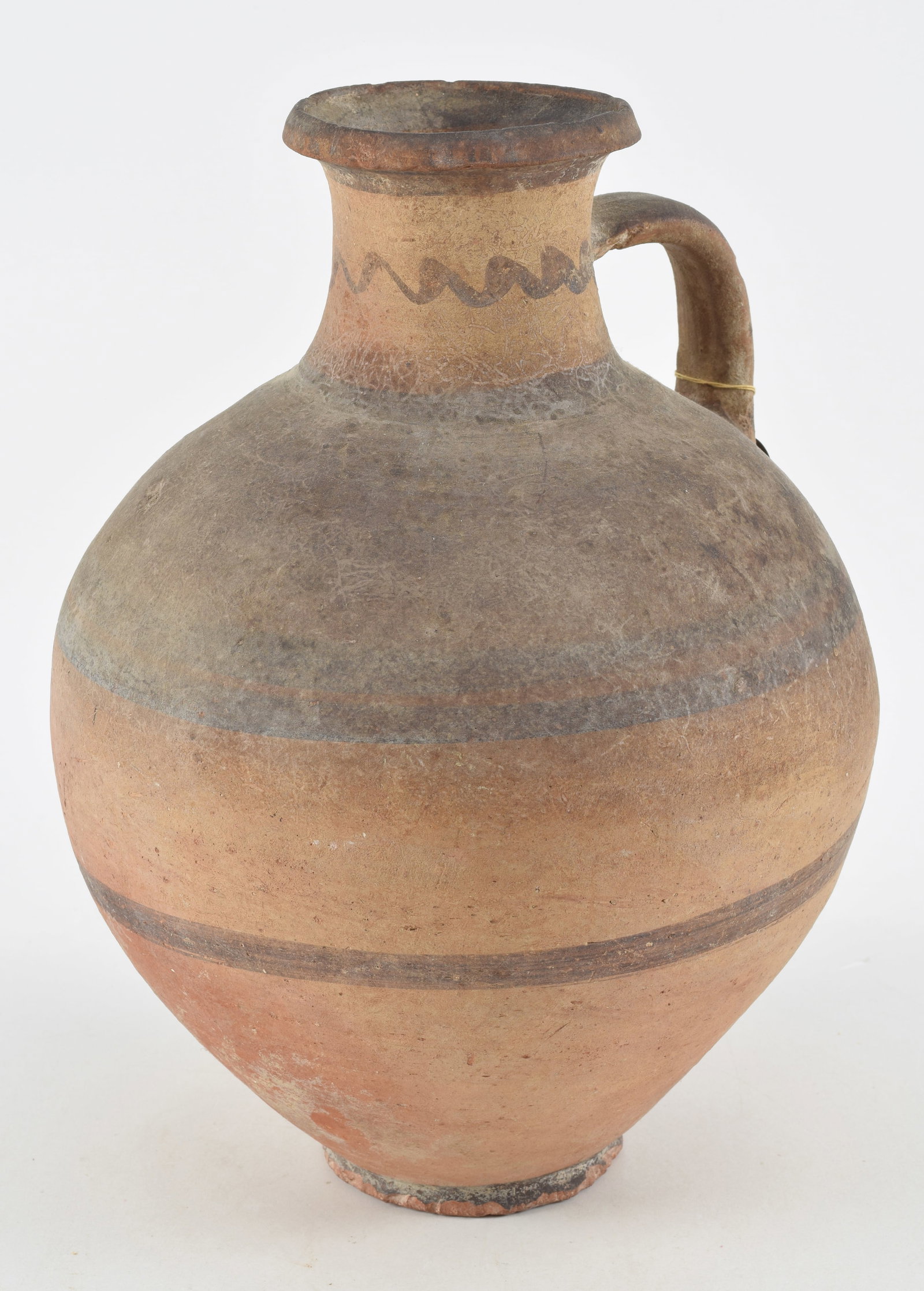 Egyptian earthenware handled vessel. Height 14. From the collection of Dr. Bruce L. Ralston, Tuxedo (1 of 10)