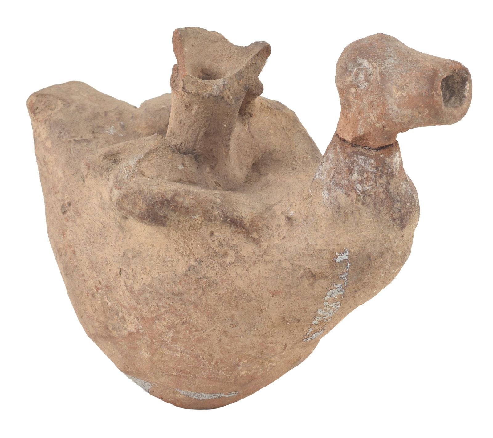 Egyptian, Pre-Dynastic, bird form clay spouted jar. Stylized with fledgelings on wings. Height 4.75 (1 of 8)