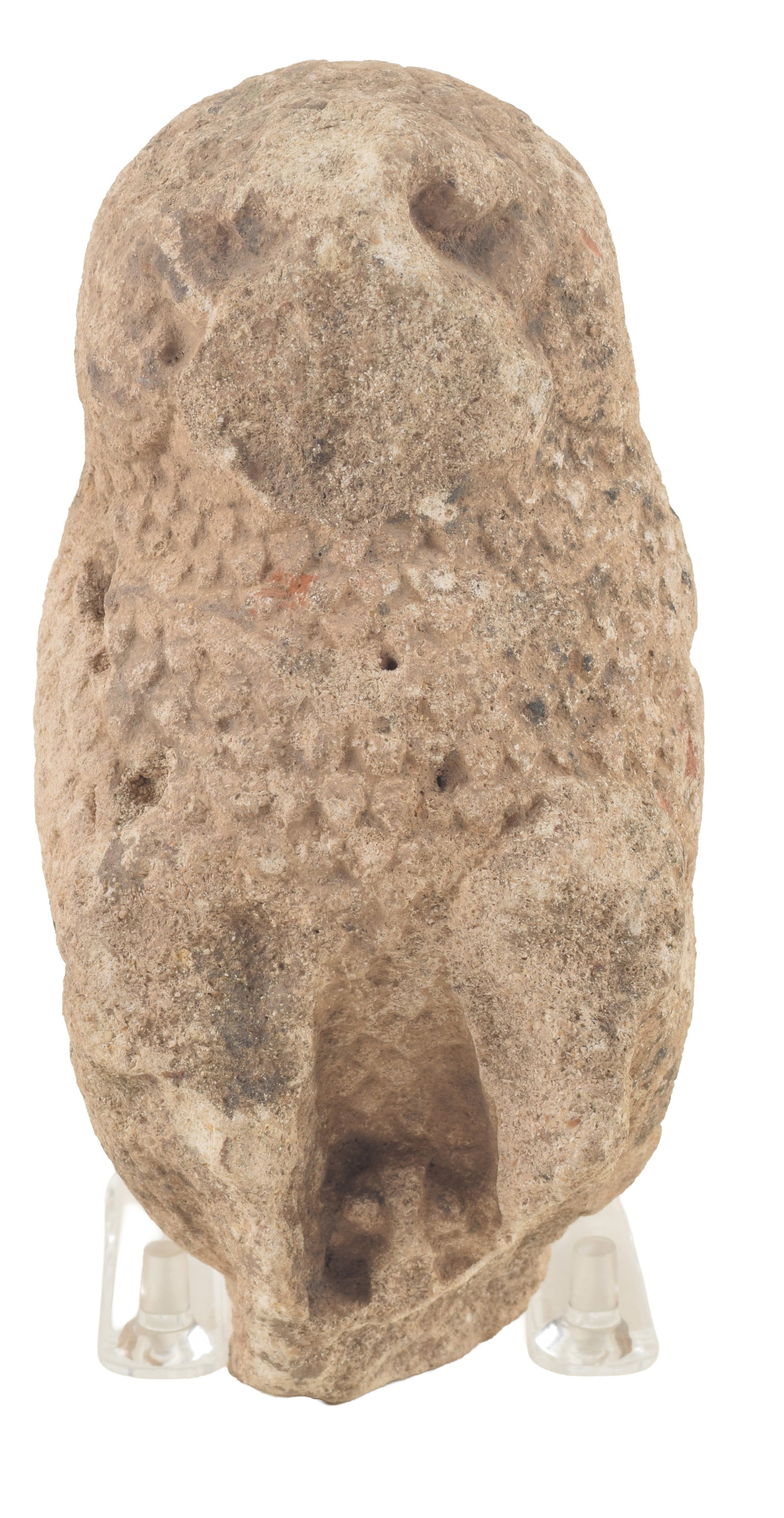 Egyptian, Late Period, fragmentary limestone owl figure, with incised feathers. Length 6.25, width (1 of 6)