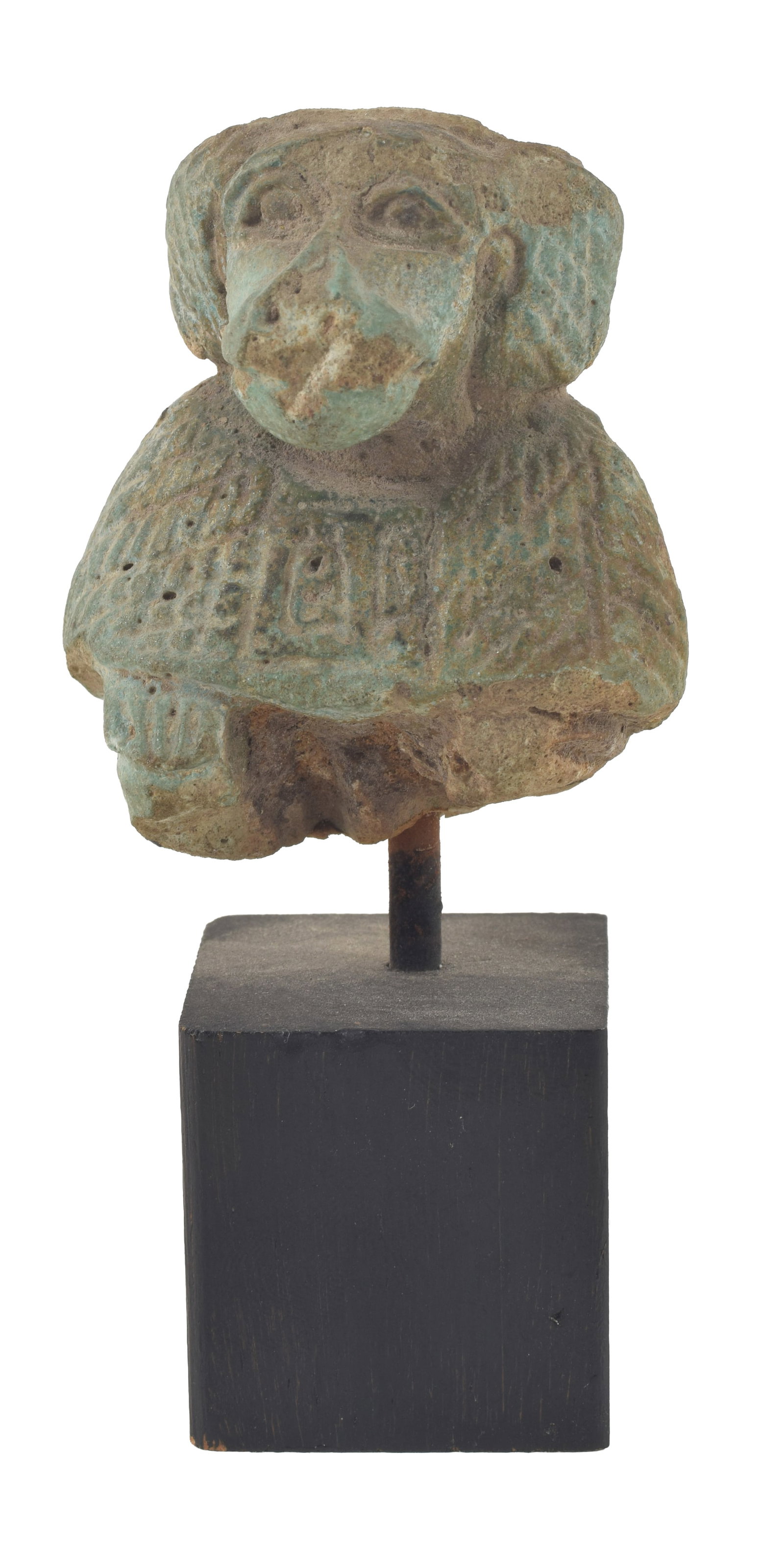 Egyptian carved stone and painted fragmentary figure of Thoth. 4.25in high overall. From the (1 of 7)