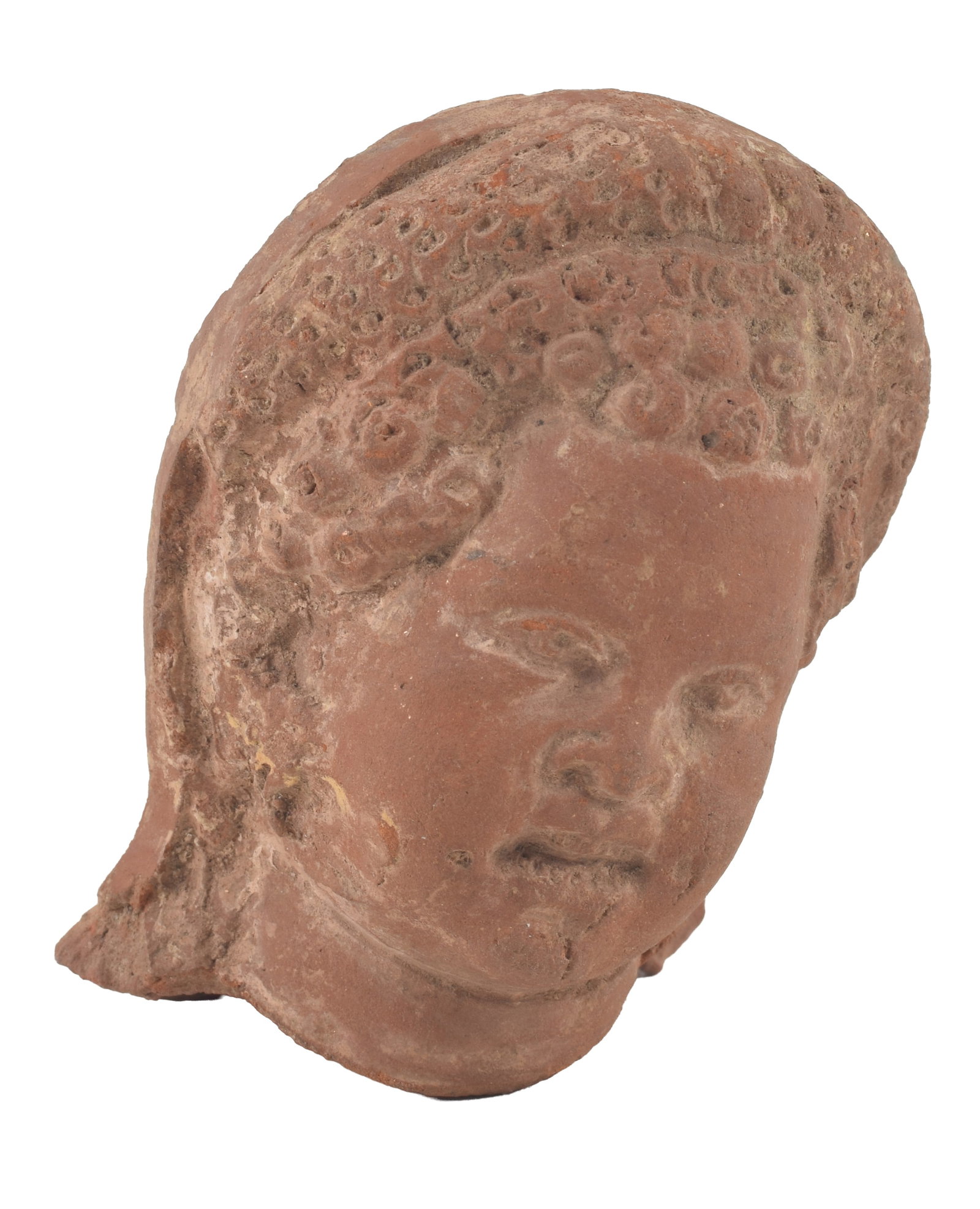 Romano-Egyptian, 1st/2nd Century A.D. terracotta head of a child. With old Sotheby's label. Height (1 of 6)