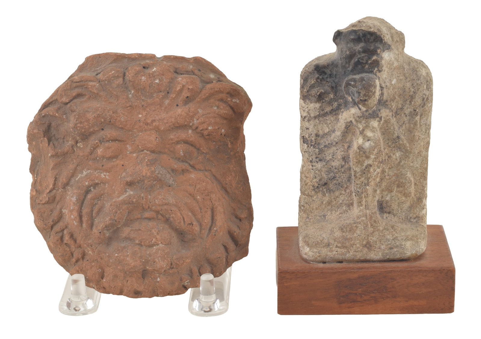 [2] Ancient artifacts, including a carved stone image of a large monkey before a standing goddess (1 of 5)