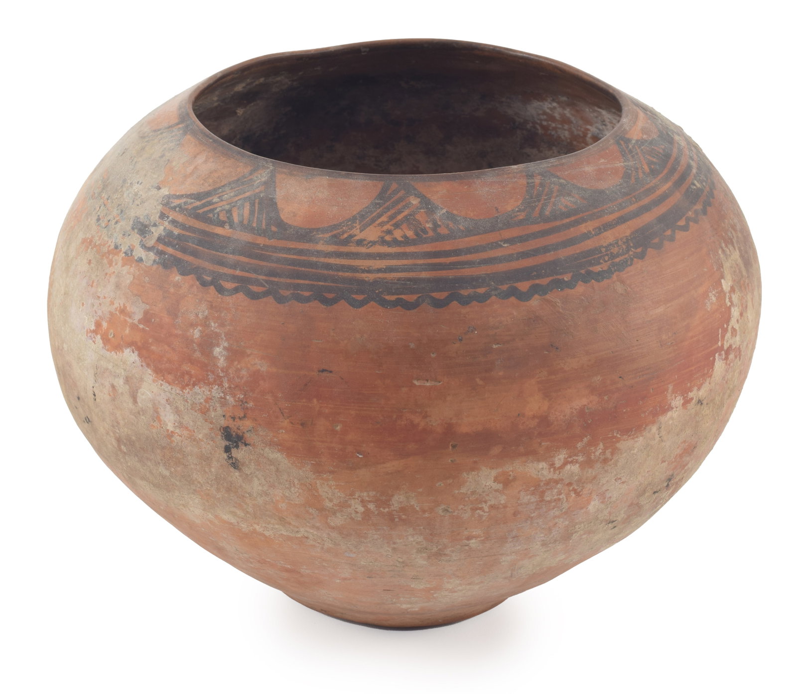 Middle East, 1st Millennium B.C. Pottery vessel with rounded base, having black geometric border (1 of 7)