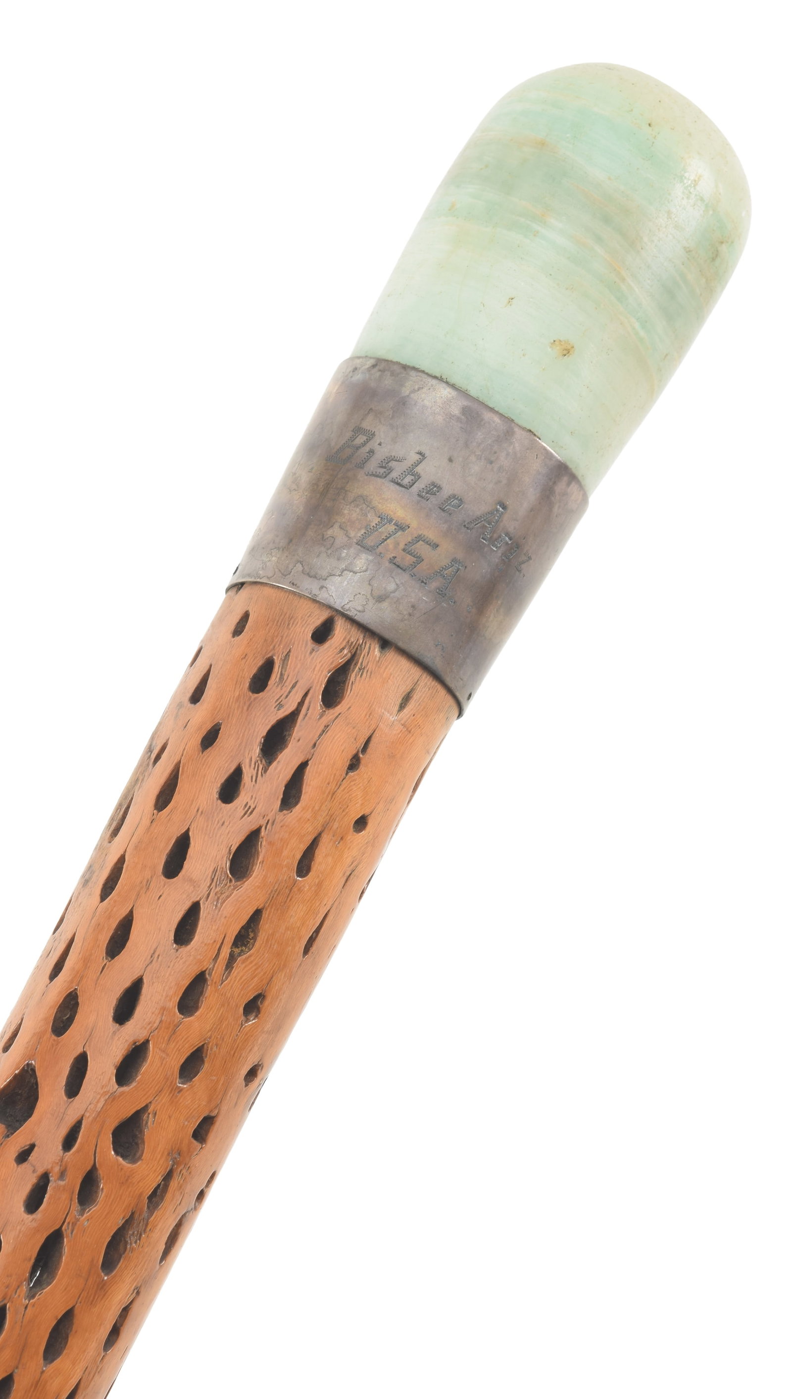 Arizona hardstone mounted cholla cactus wood souvenir walking stick with silver cuff engraved (1 of 8)