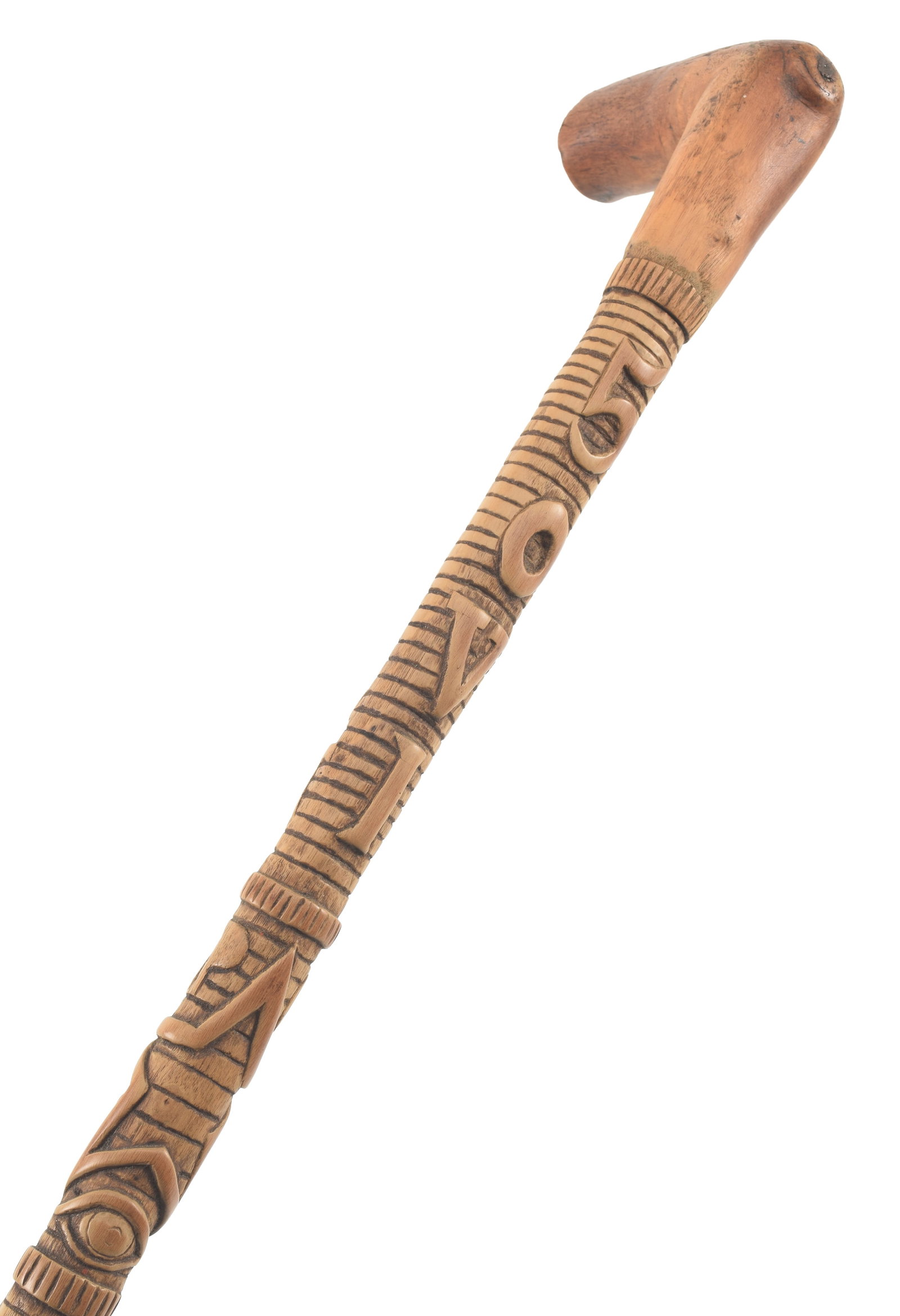 Patriotic folk carved walking stick with elaborate lettering and patriotic devices. Skillfully (1 of 9)