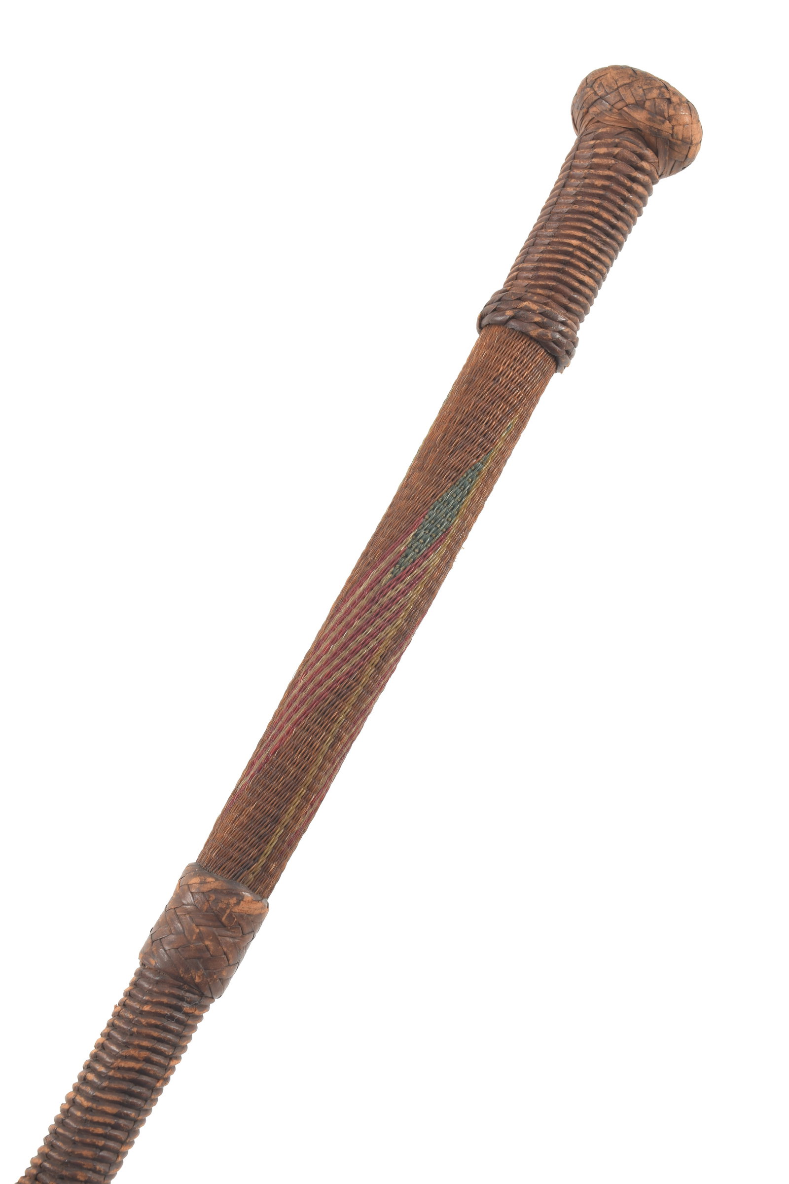 Rare horsehair and leather wrapped walking stick with painted American flags, 19th Century. Length (1 of 9)