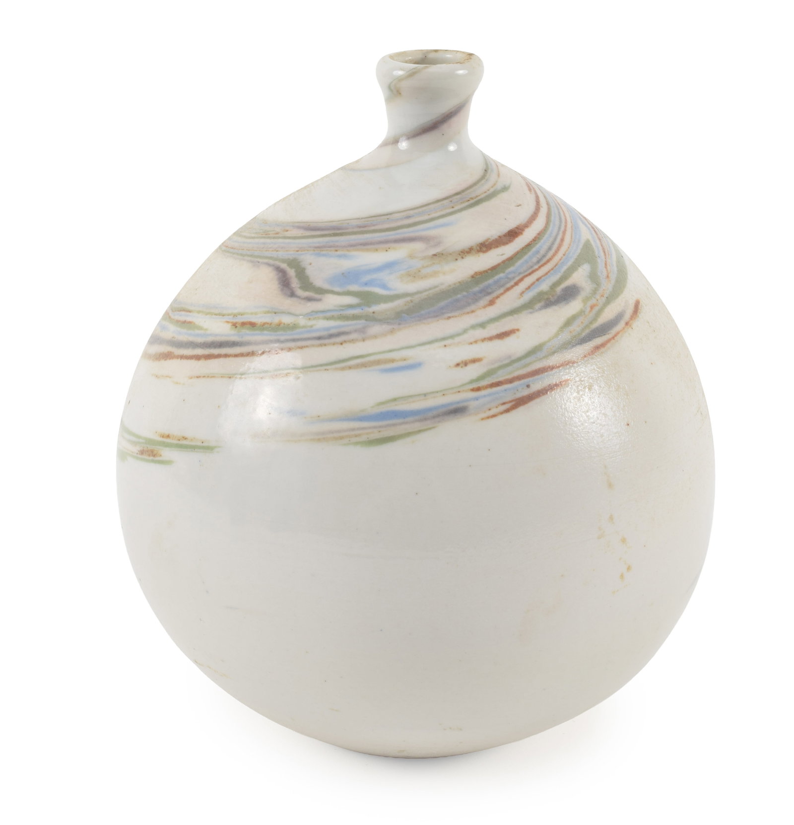 Makoto Yabe. Japan/Massachusetts. Art pottery vase with polychrome swirl glaze decoration. Figural (1 of 4)
