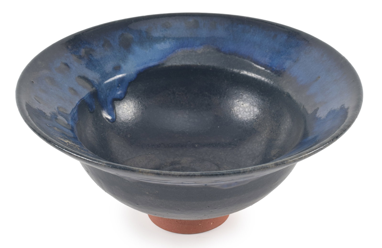 Yusuke Aida. Japan/Boston. Art pottery footed bowl in dark blue-black glaze. Stamped signature on (1 of 5)