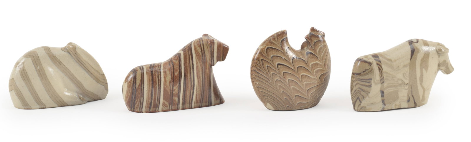 Yusuke Aida. Japan/Boston. 4 art pottery zodiac animals (Rooster, rabbit, tiger, and ox). Largest: (1 of 8)