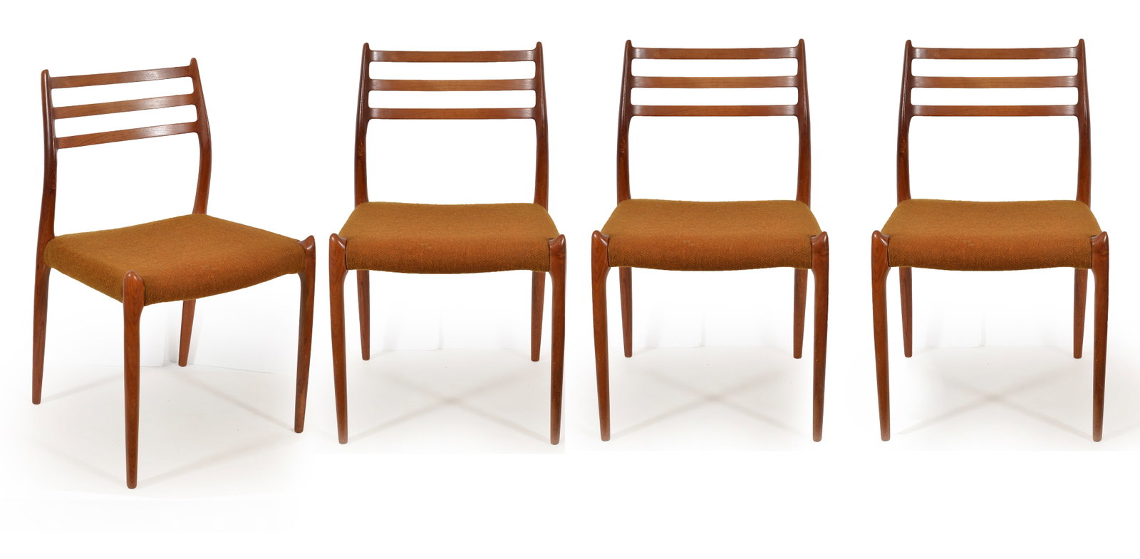 Set of 4 Niels Moller teak Danish mid-century modern #78 chairs with original fabric seats. (1 of 7)