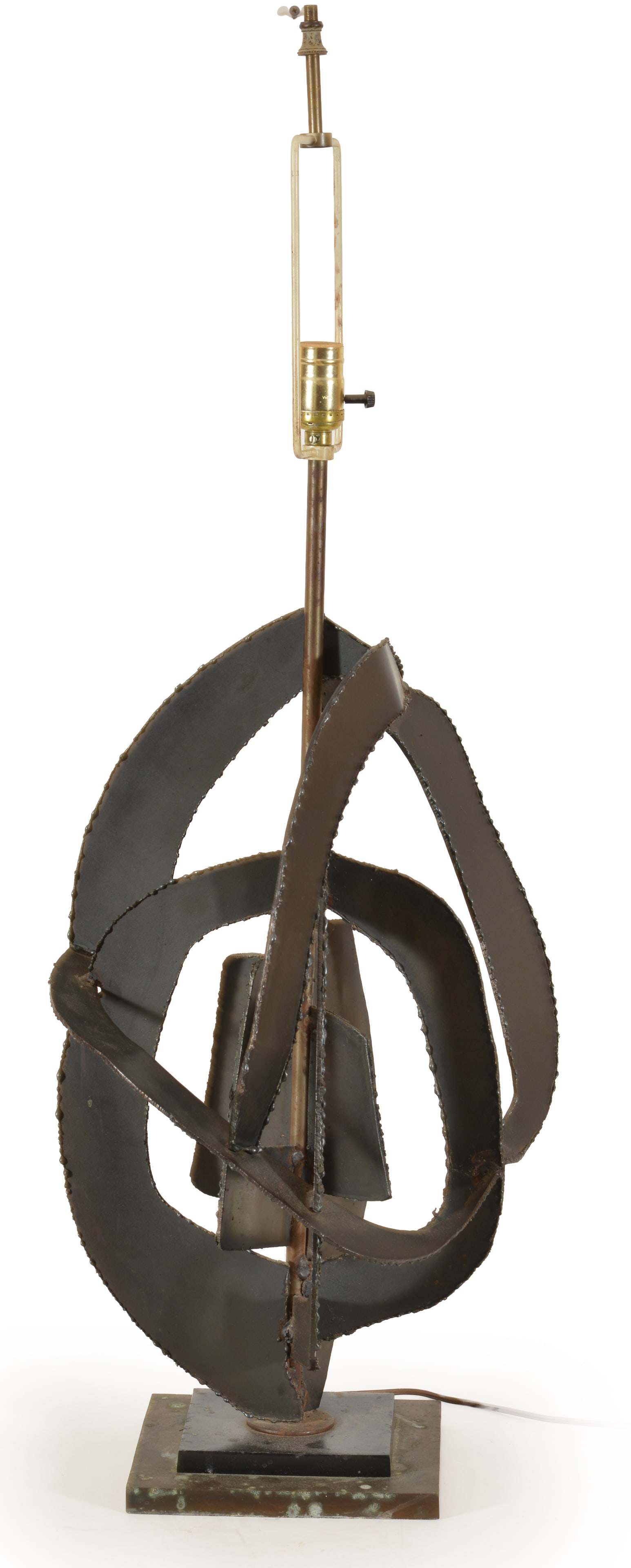 Richard Barr brutalist torch-cut steel lamp. Mid-Century modern, circa 1965. Total height 41 in. (1 of 5)
