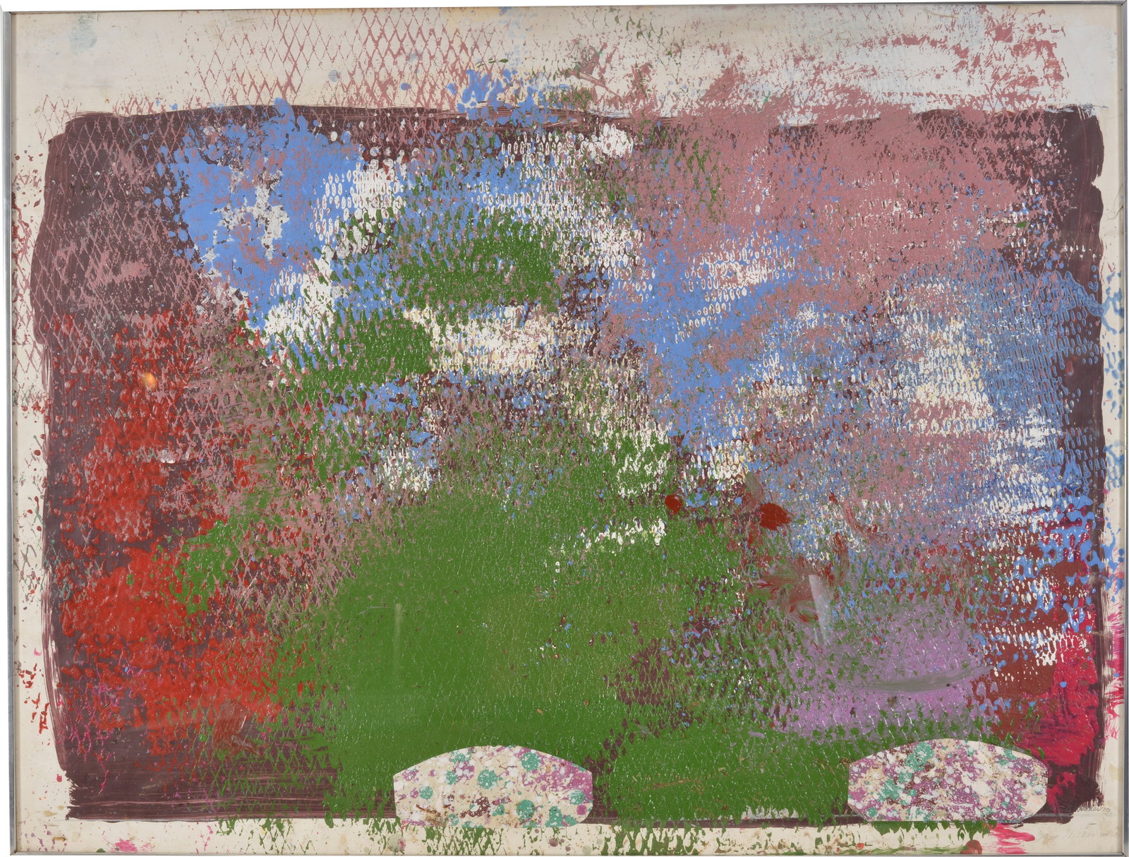 John Walker, American born 1939. Untitled. Acrylic and collage on paper. Double signed and dated (1 of 16)
