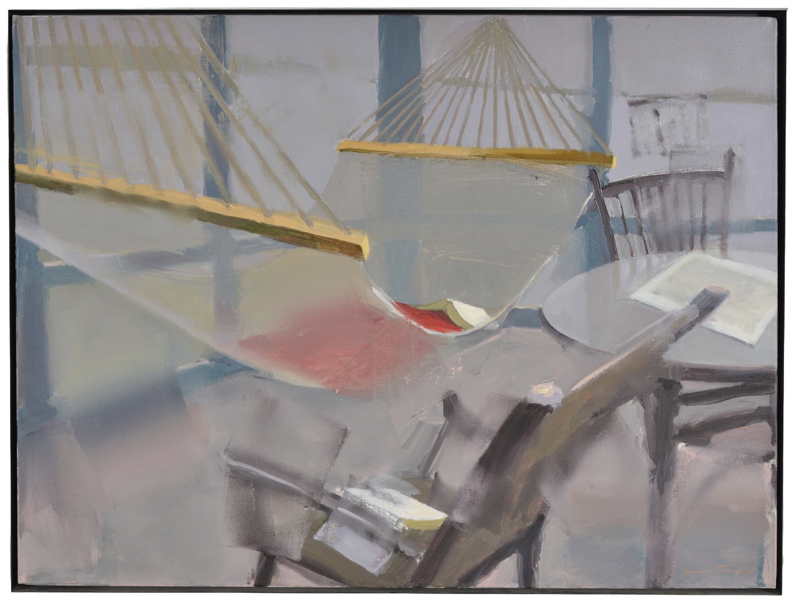 Joel Janowitz, contemporary. Signed and dated on reverse, Summer Reading, 2012. Modernist interior (1 of 7)