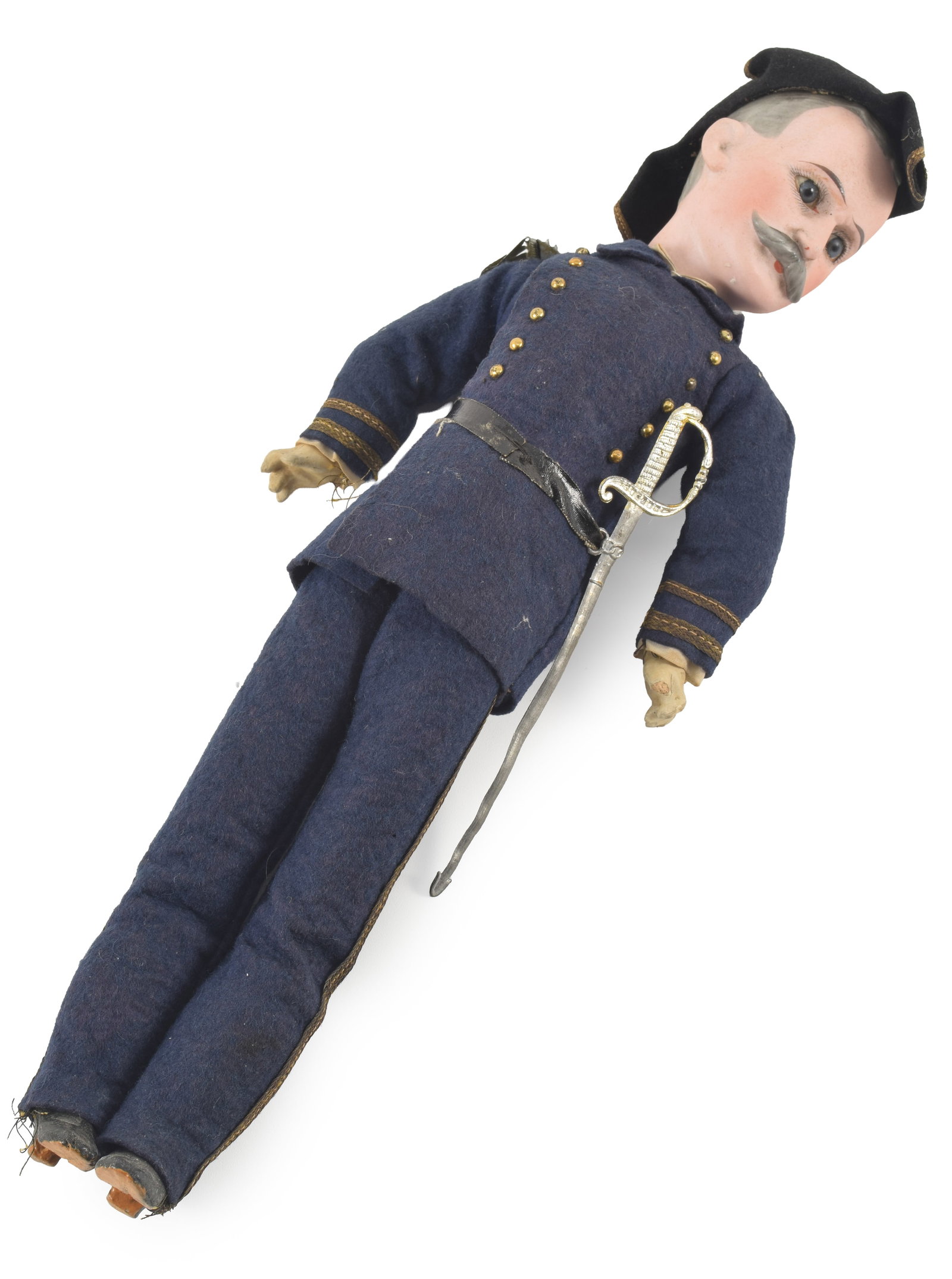 Admiral Dewey character doll, ca. 1900. German made bisque head doll depicting the famous admiral in (1 of 8)