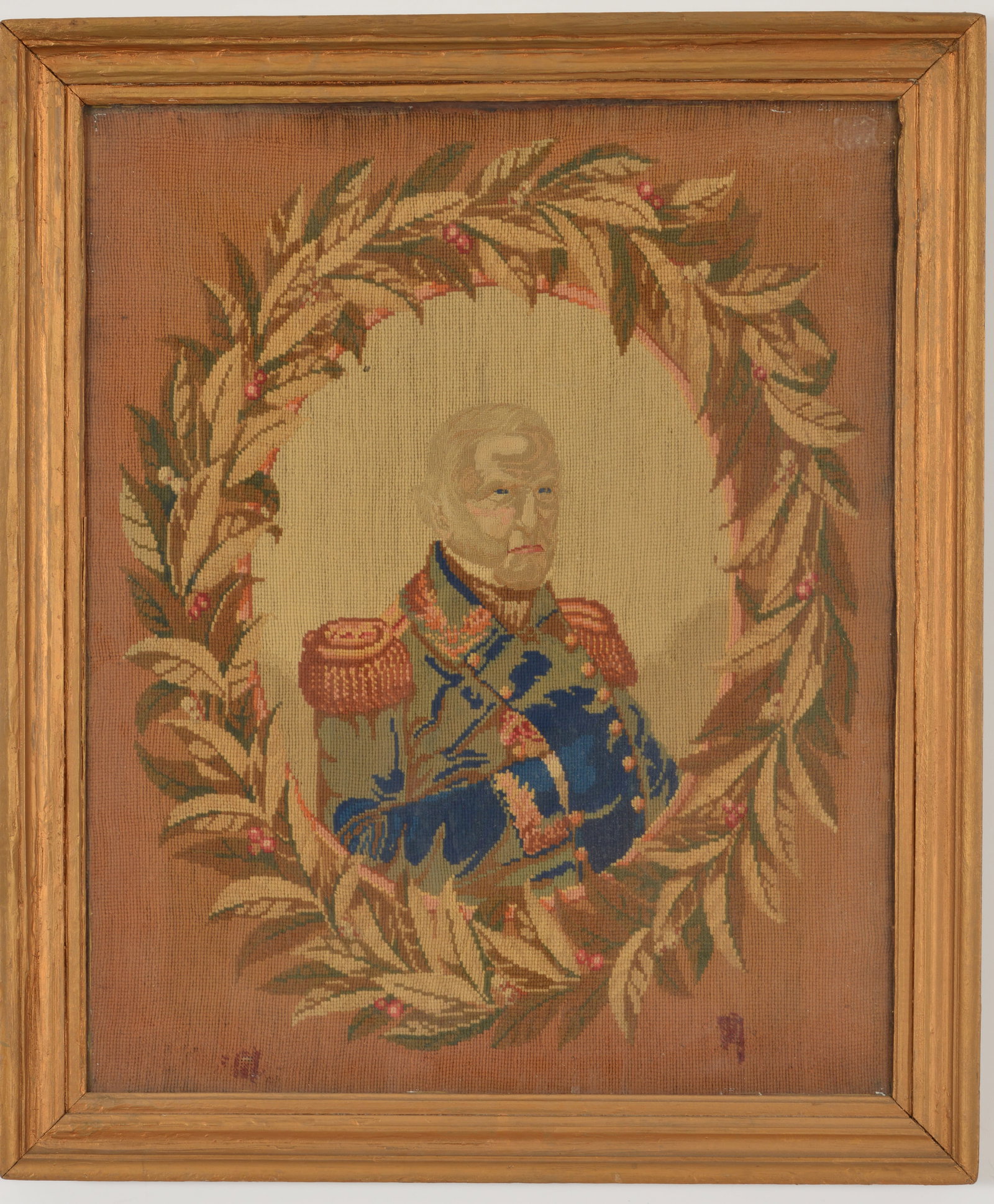 Patriotic needlepoint of Commanding General Winfield Scott, circa 1870. A veteran of the War of (1 of 7)