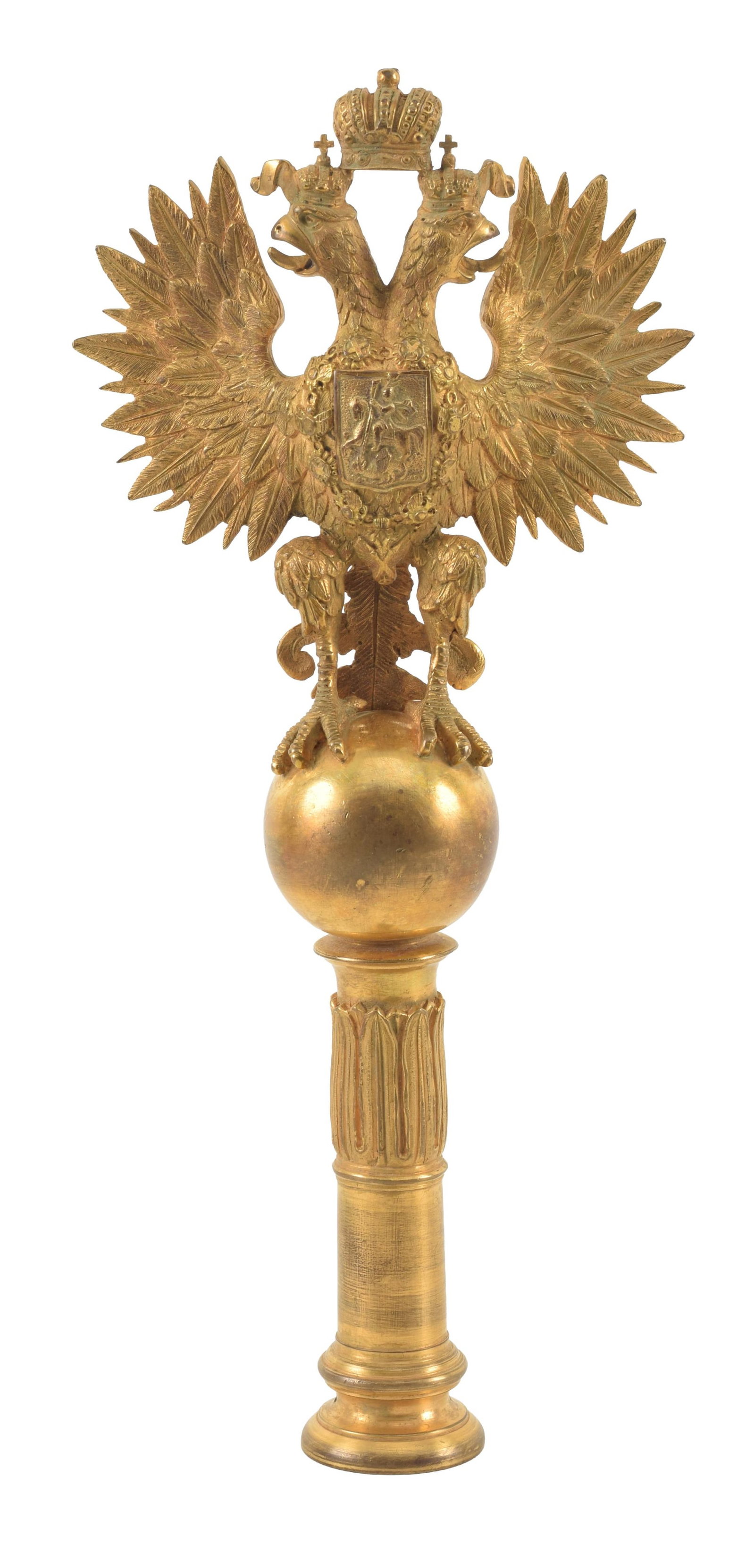 Imperial Russian gilt bronze finial with double-headed eagle, late 19th/early 20th century. Rare (1 of 20)