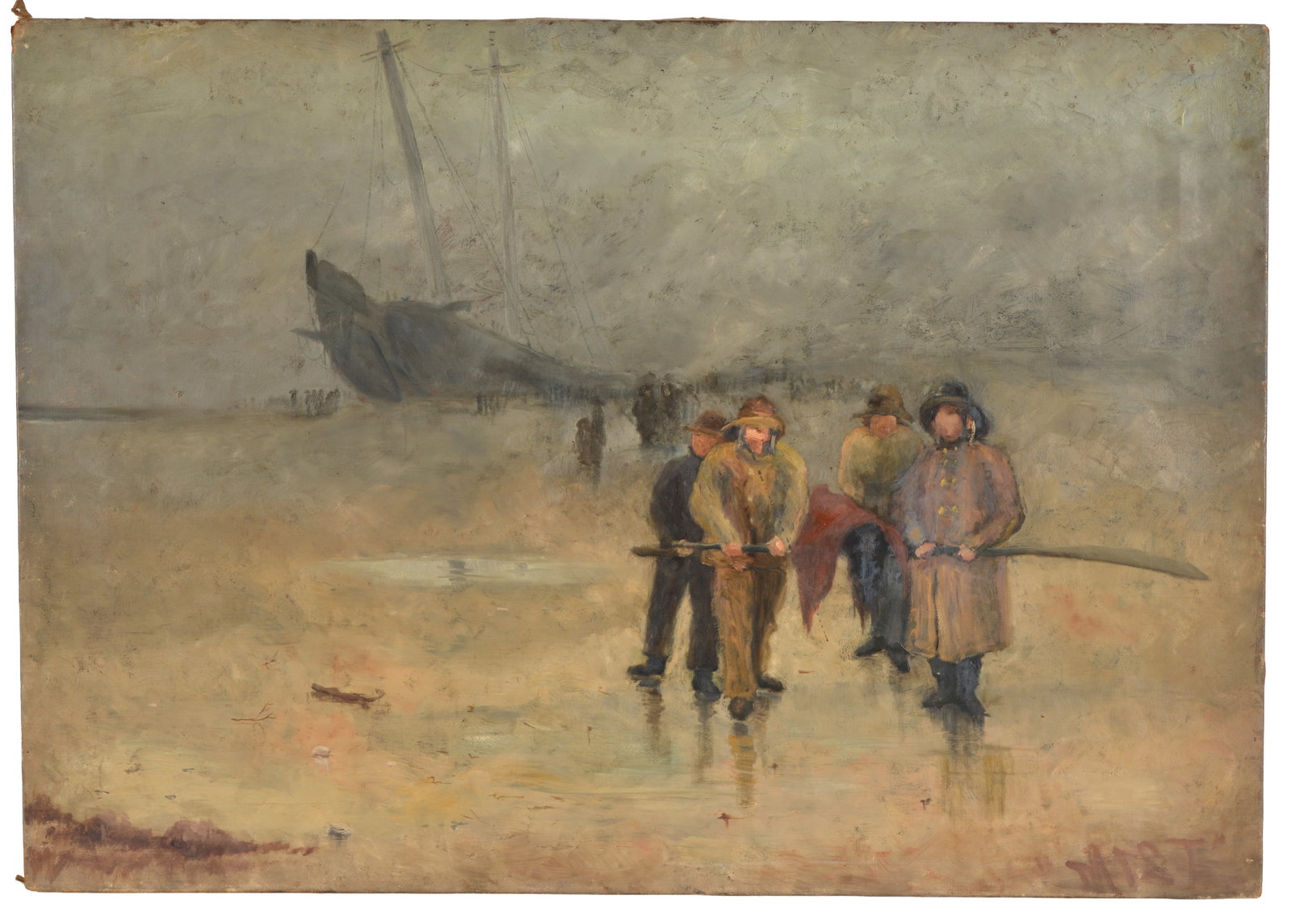 Attributed to Robert F. Bloodgood 1847-1930, Founding member of Salmagundi Club. Sailors on shore by (1 of 9)