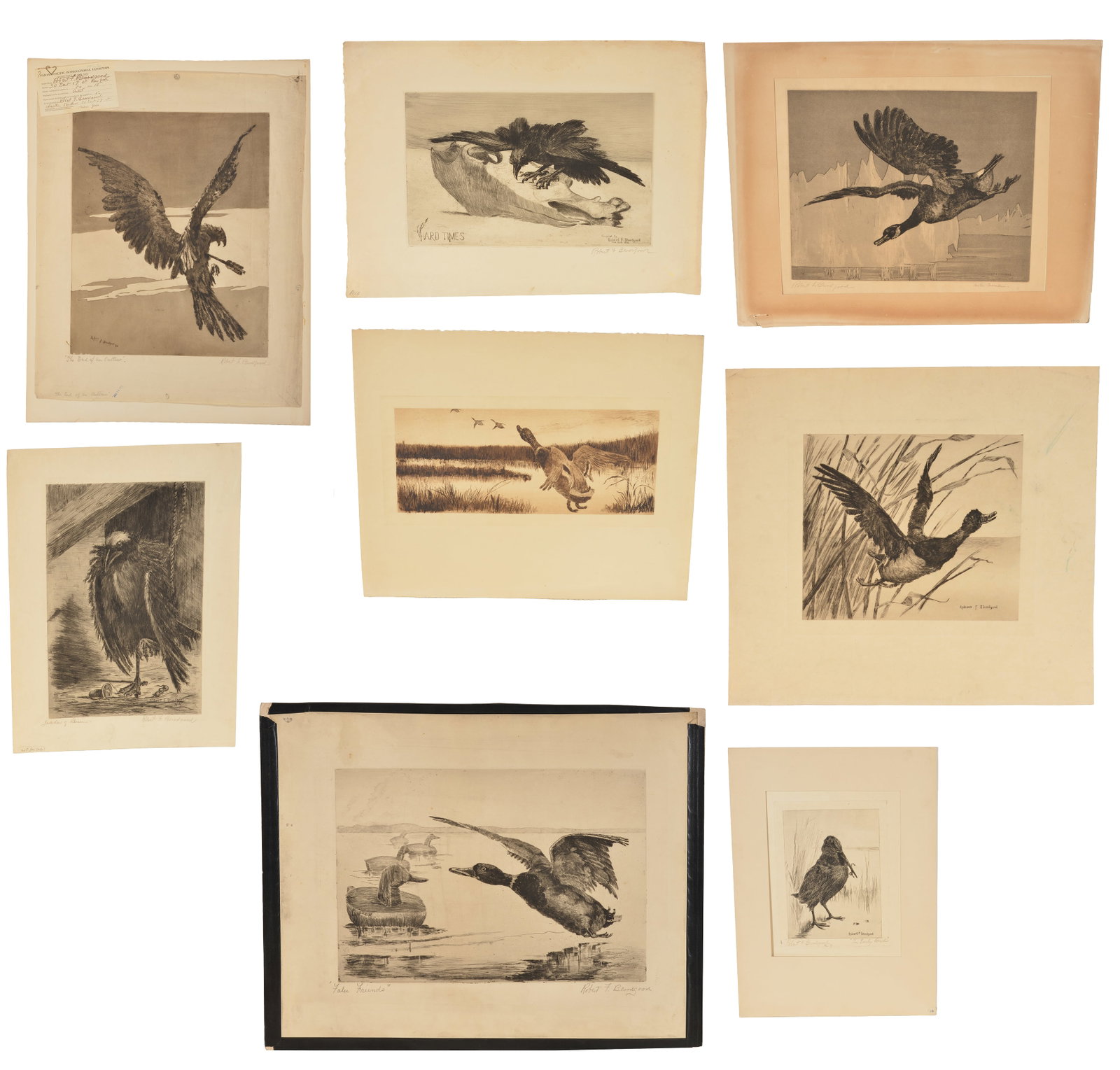 Group of 8 engravings or drawings by Robert F. Bloodgood 1847-1930, Founding member of Salmagundi (1 of 9)