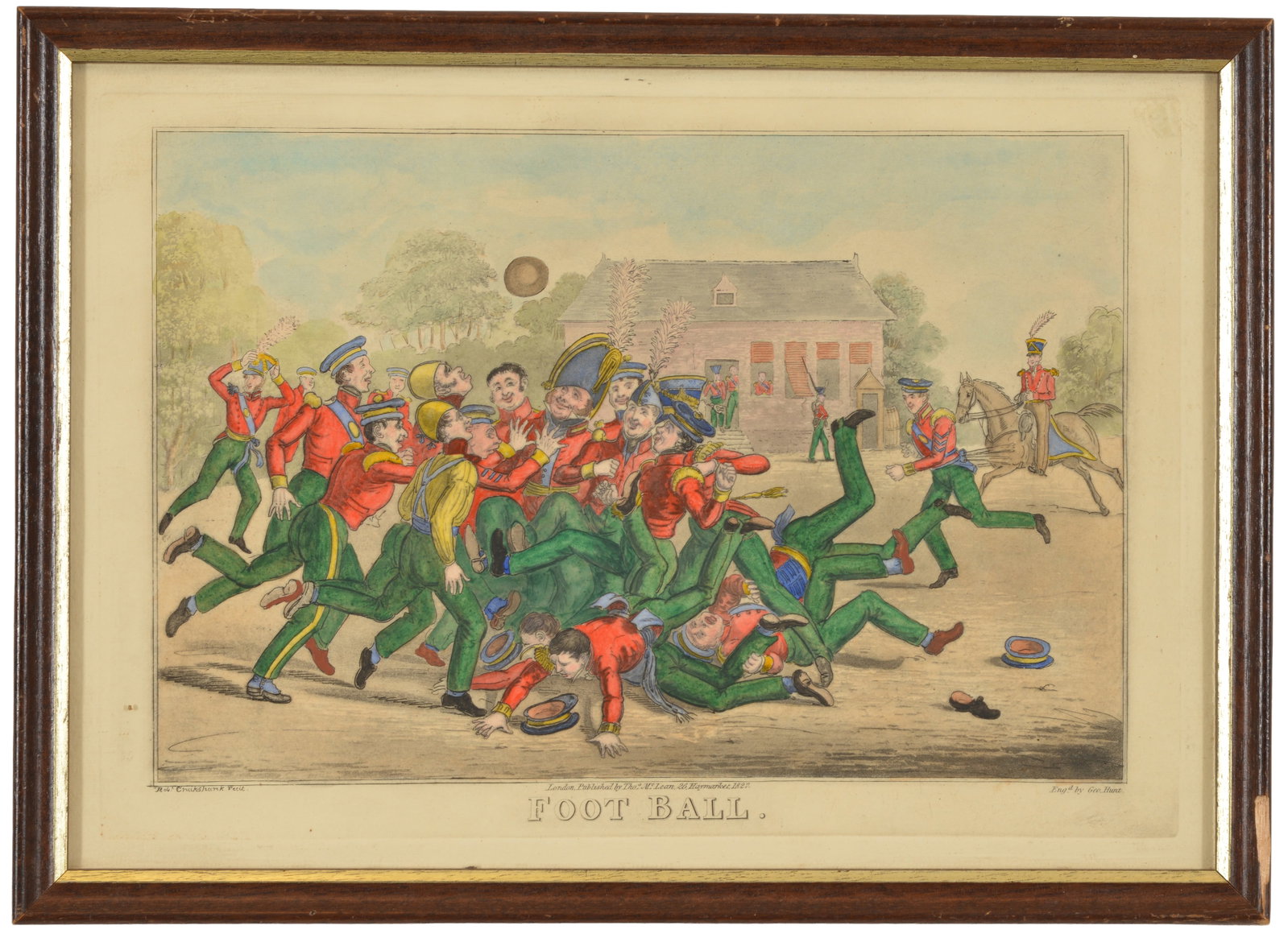 Colored aquatint, titled "Foot Ball." After Robert Cruikshank, engraved by George Hunt and published (1 of 7)
