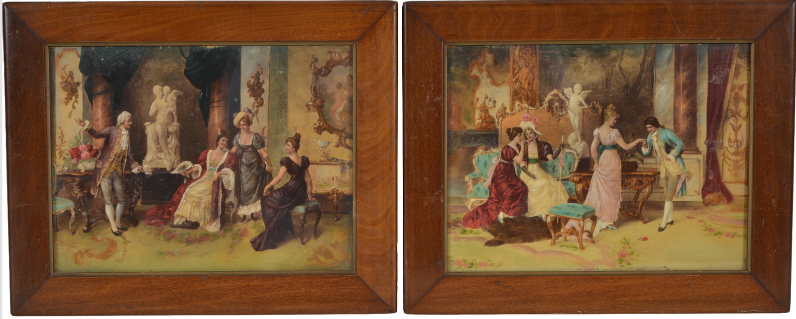 After Franz Persoglia. "Comical Recitation" and "In Love". 19th century embellished prints on (1 of 15)