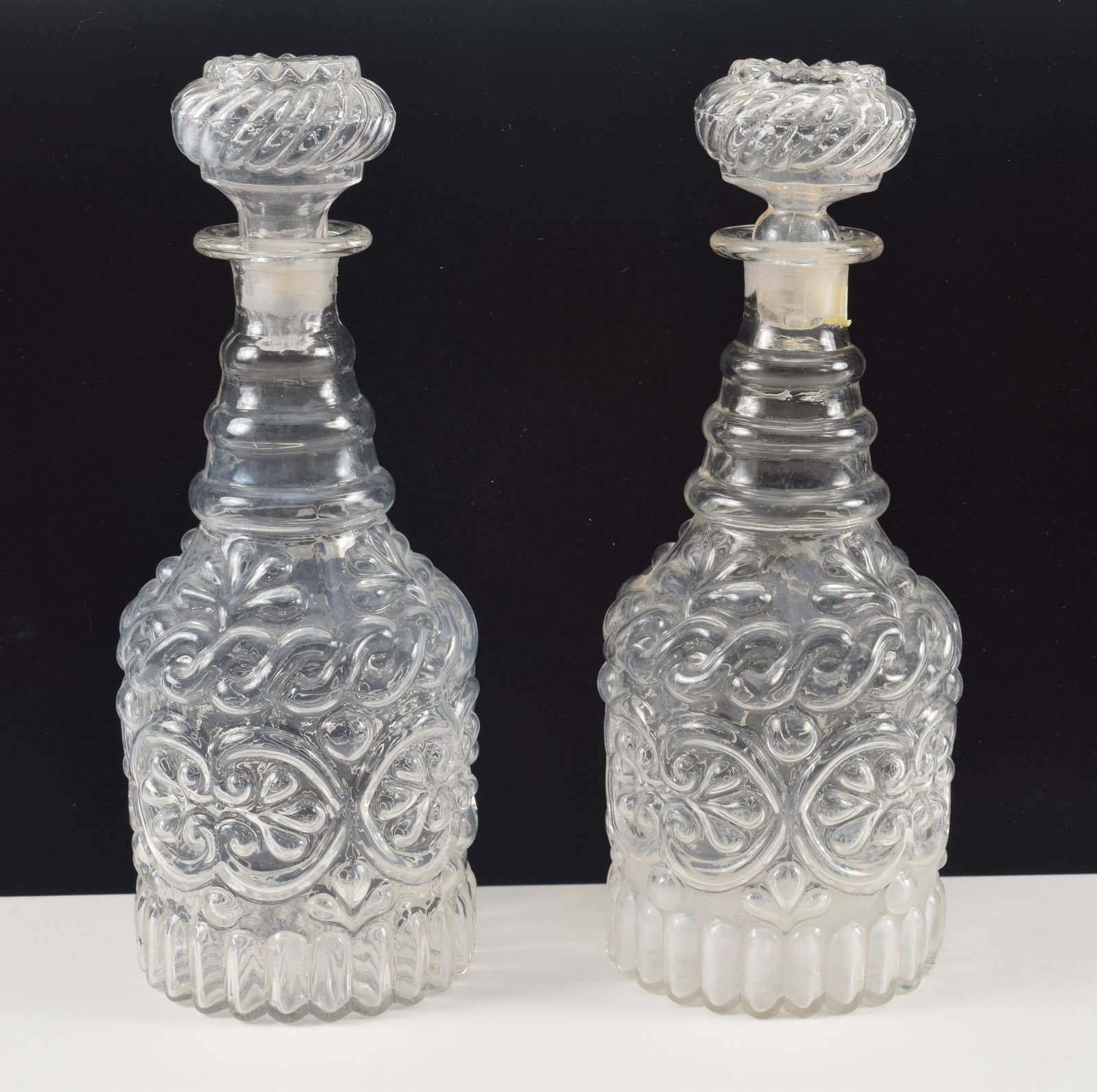 Pair of 19th century American mold blown glass decanters. 11.25in high. Provenance: From the Rex (1 of 5)