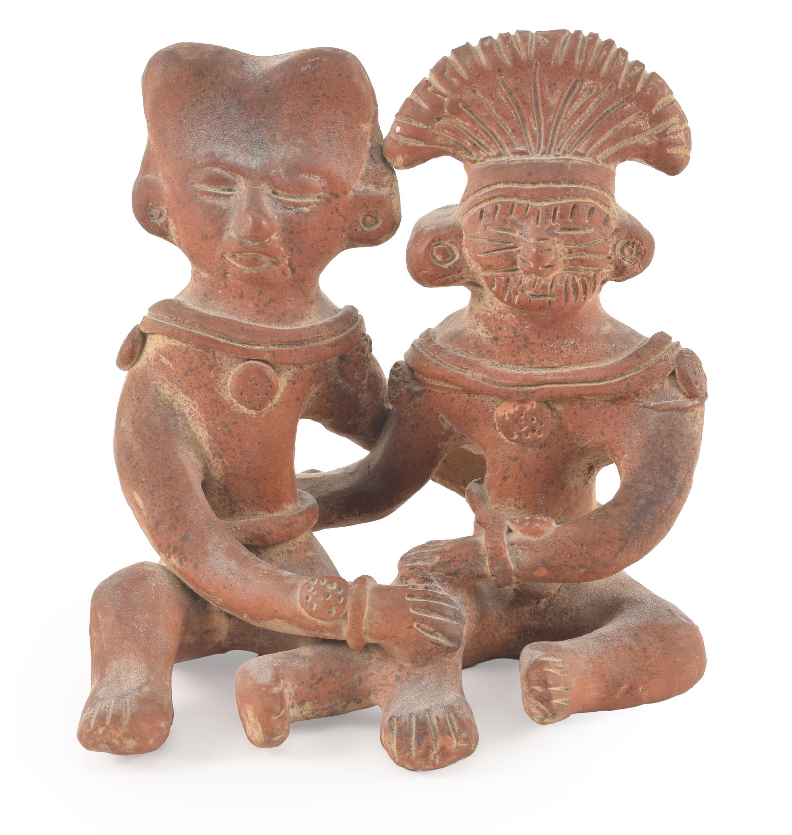 Pre-Columbian style pottery figure group. 6in high. (1 of 6)