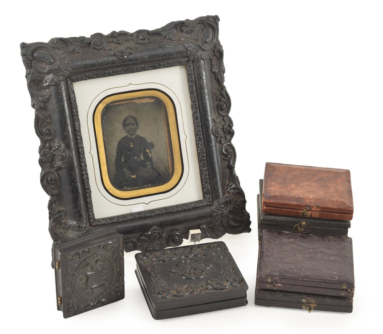 Lot of 19th century photographs. To include: 4 daguerreotypes, including one of a young woman's (1 of 8)