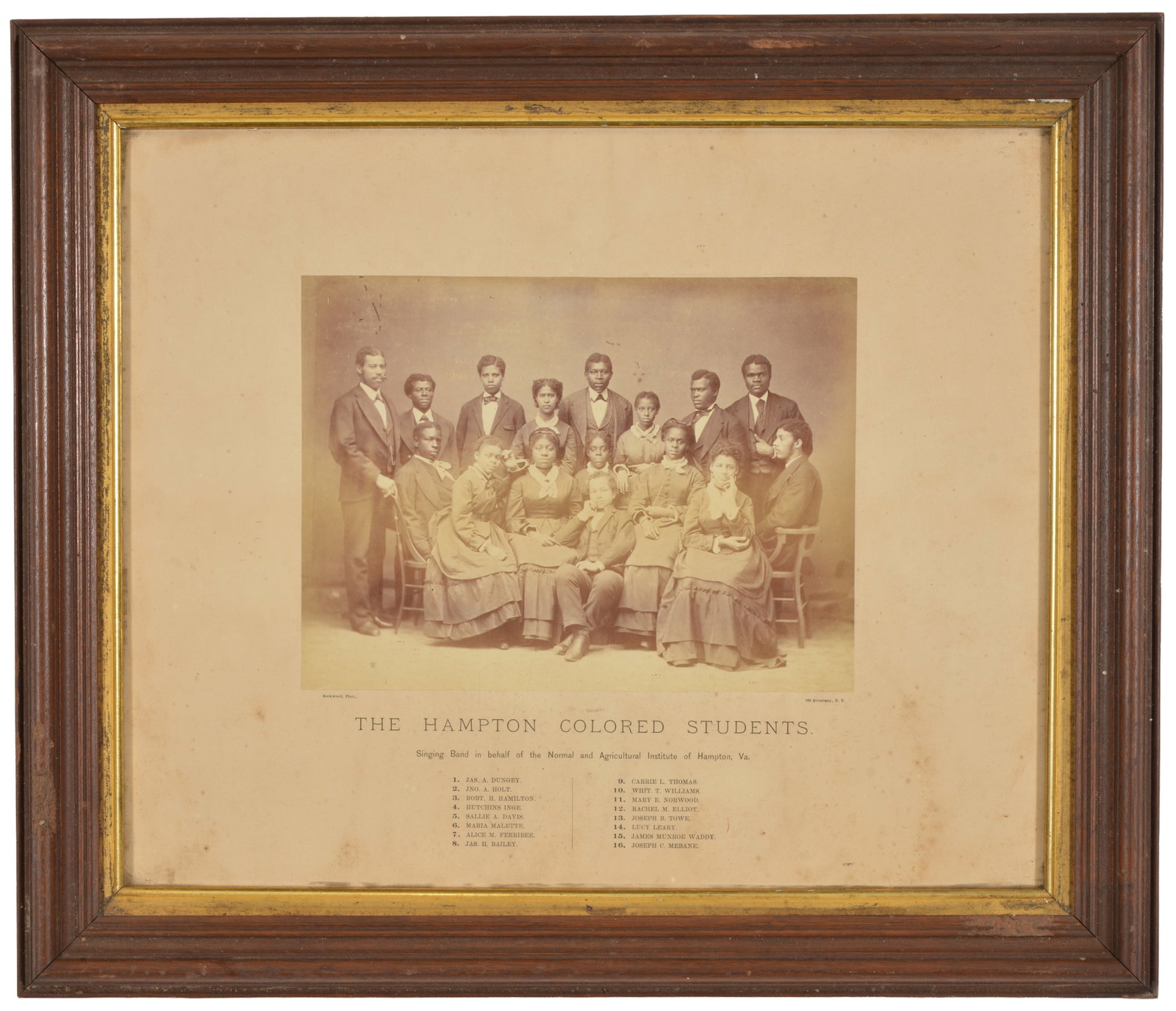 [Black Americana] The Hampton Colored Students. Scarce 19th century albumen photograph of the (1 of 8)