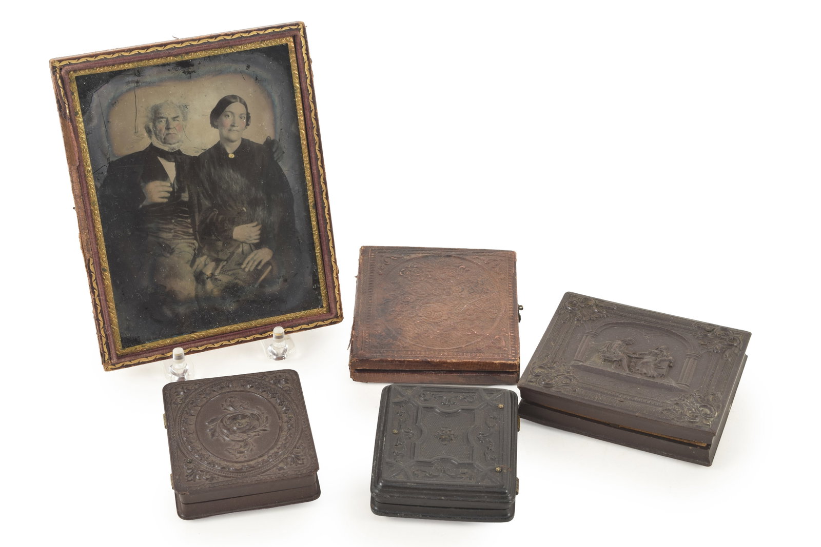 Group of 19th century photographs, including 2 seated African American women, sixth plate (1 of 7)