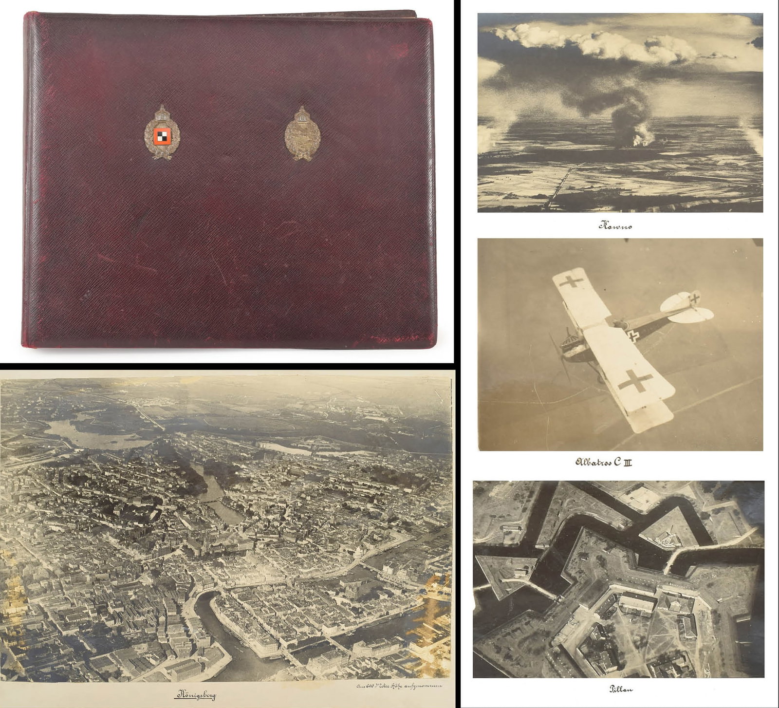 Important WWI Prussian aerial observation photograph album. Large album featuring over 300 (1 of 20)