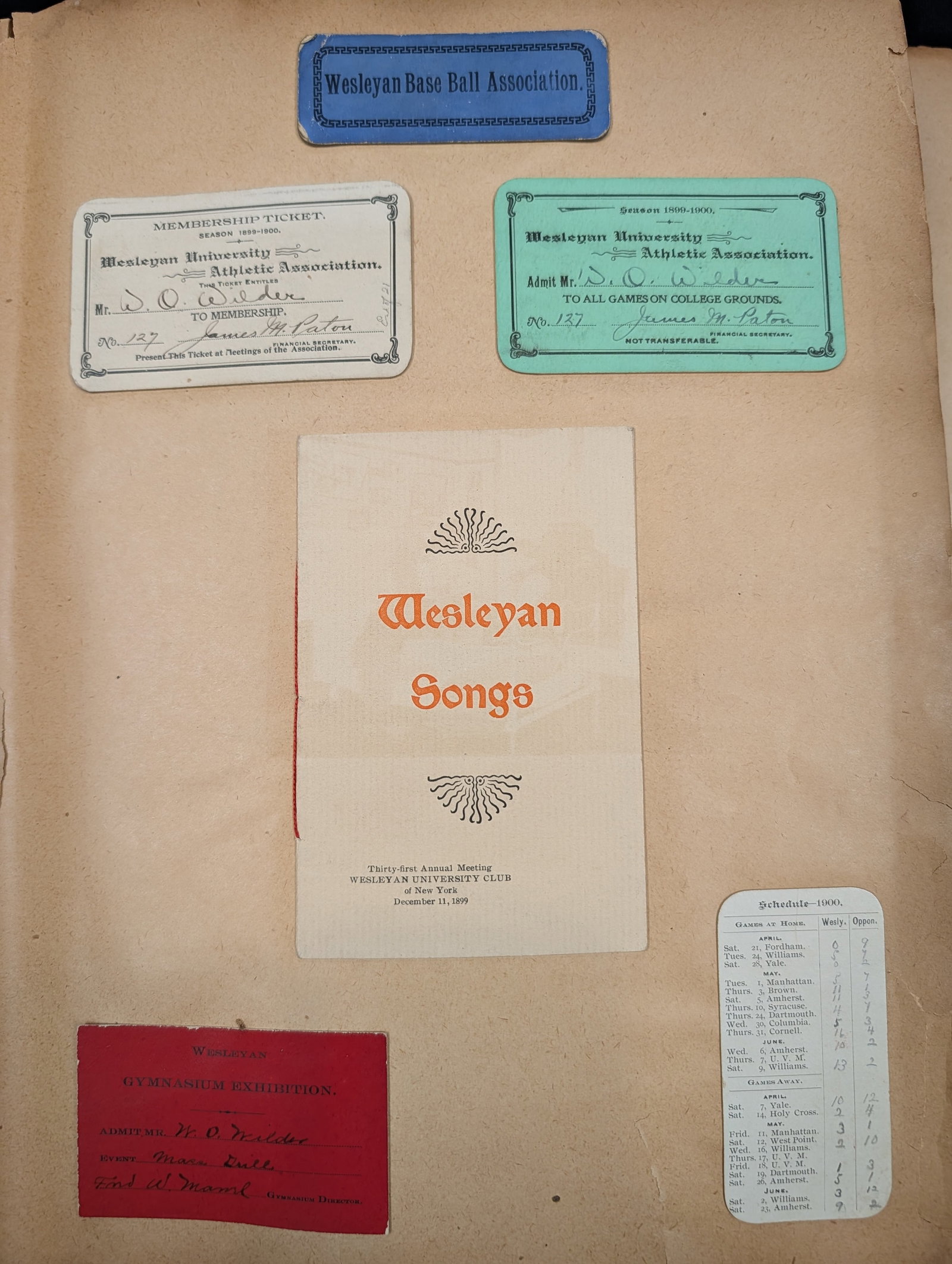 Early 1900s collegiate baseball scrapbook. Assorted pieces of baseball ephemera from several (1 of 17)