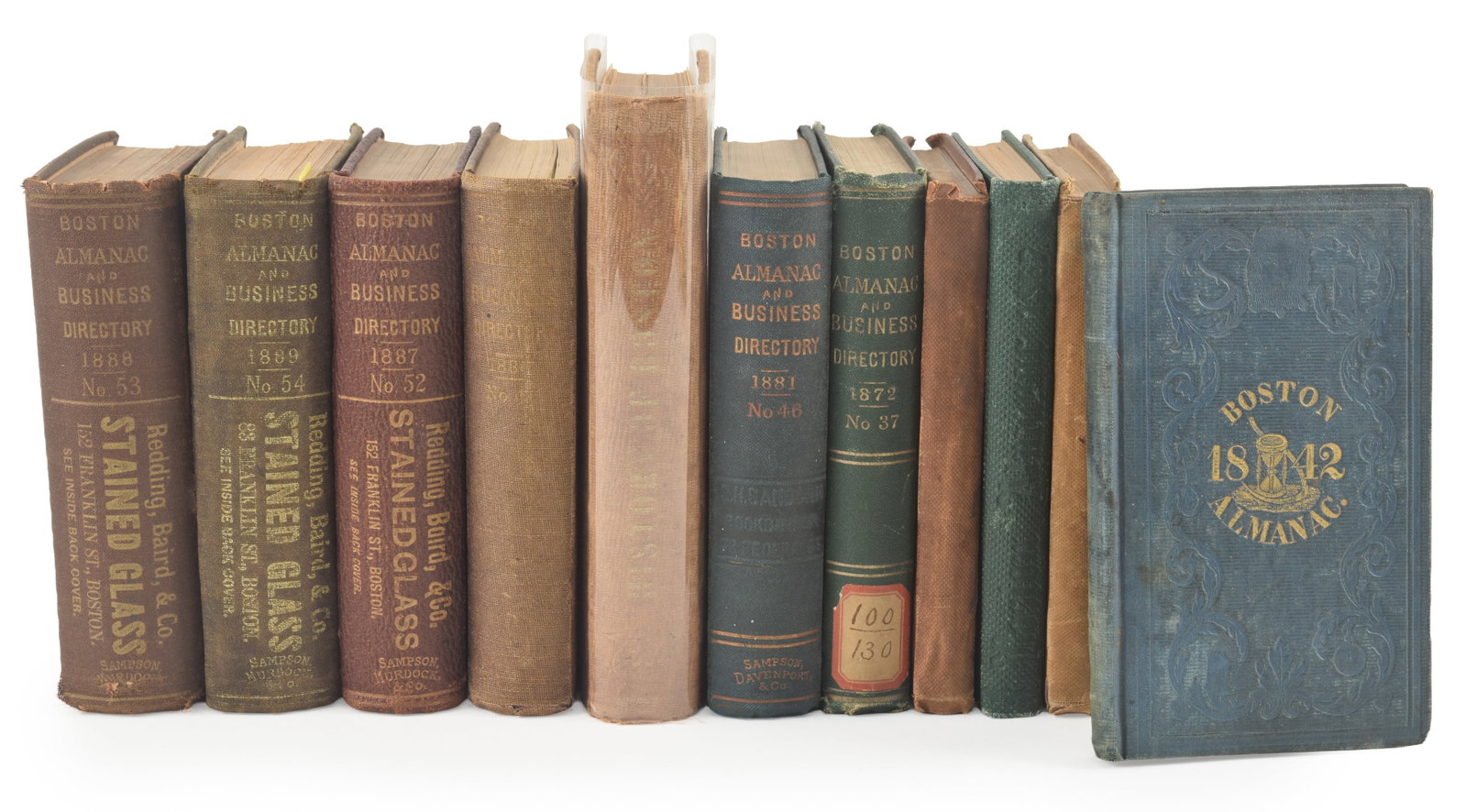 11 Boston almanacs, mid-late 19th century. 1842 edition with fold out map. (1 of 8)