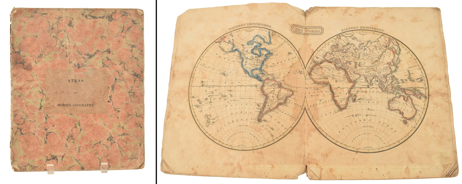 Atlas to Morse's Geography, early 19th century. 9 maps, including 2 double-pages maps of the world (1 of 10)