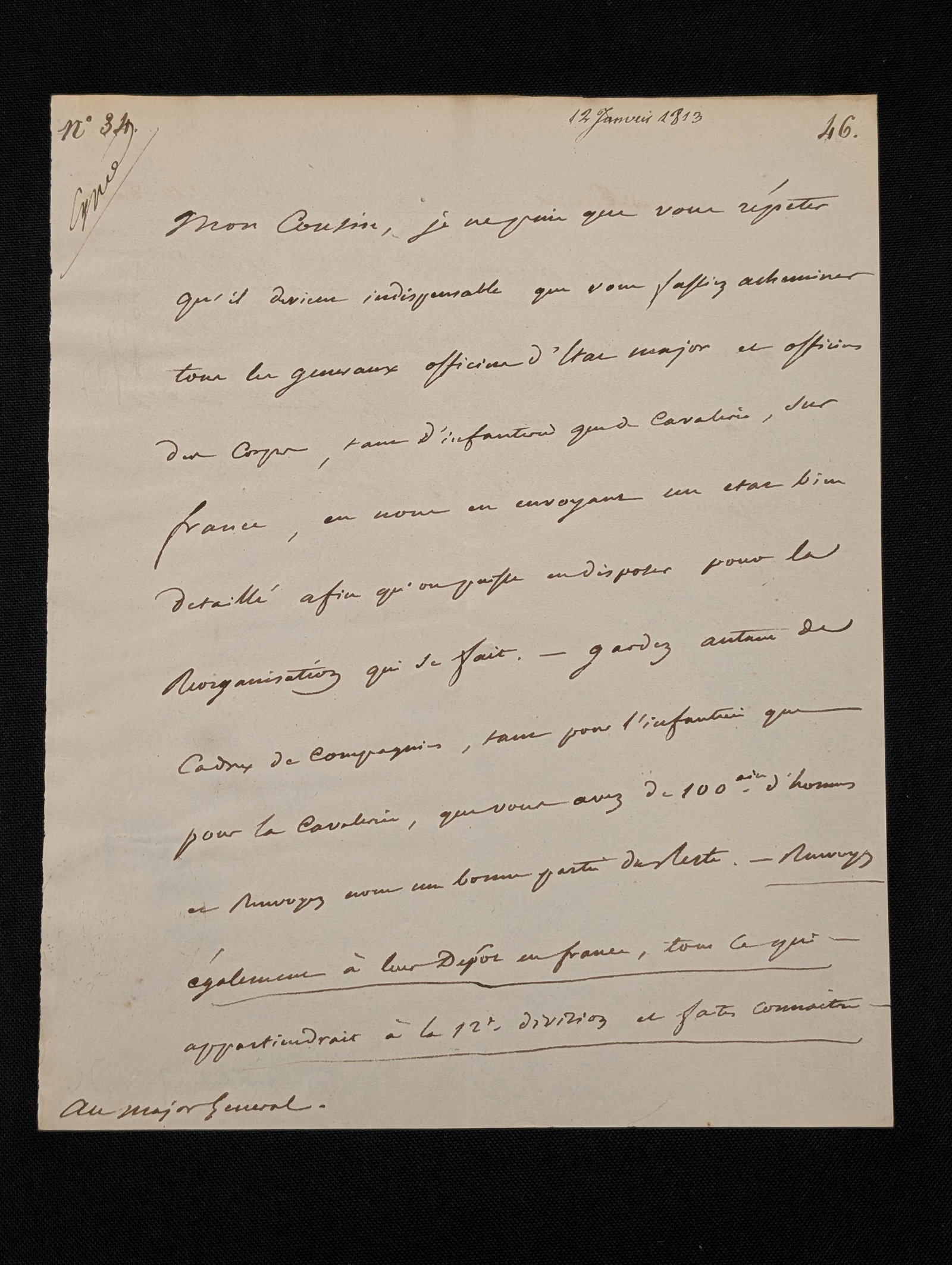 Napoleon Bonaparte. Retreat from Russia. ALS to Major General Berthier, as Emperor of France. (1 of 2)