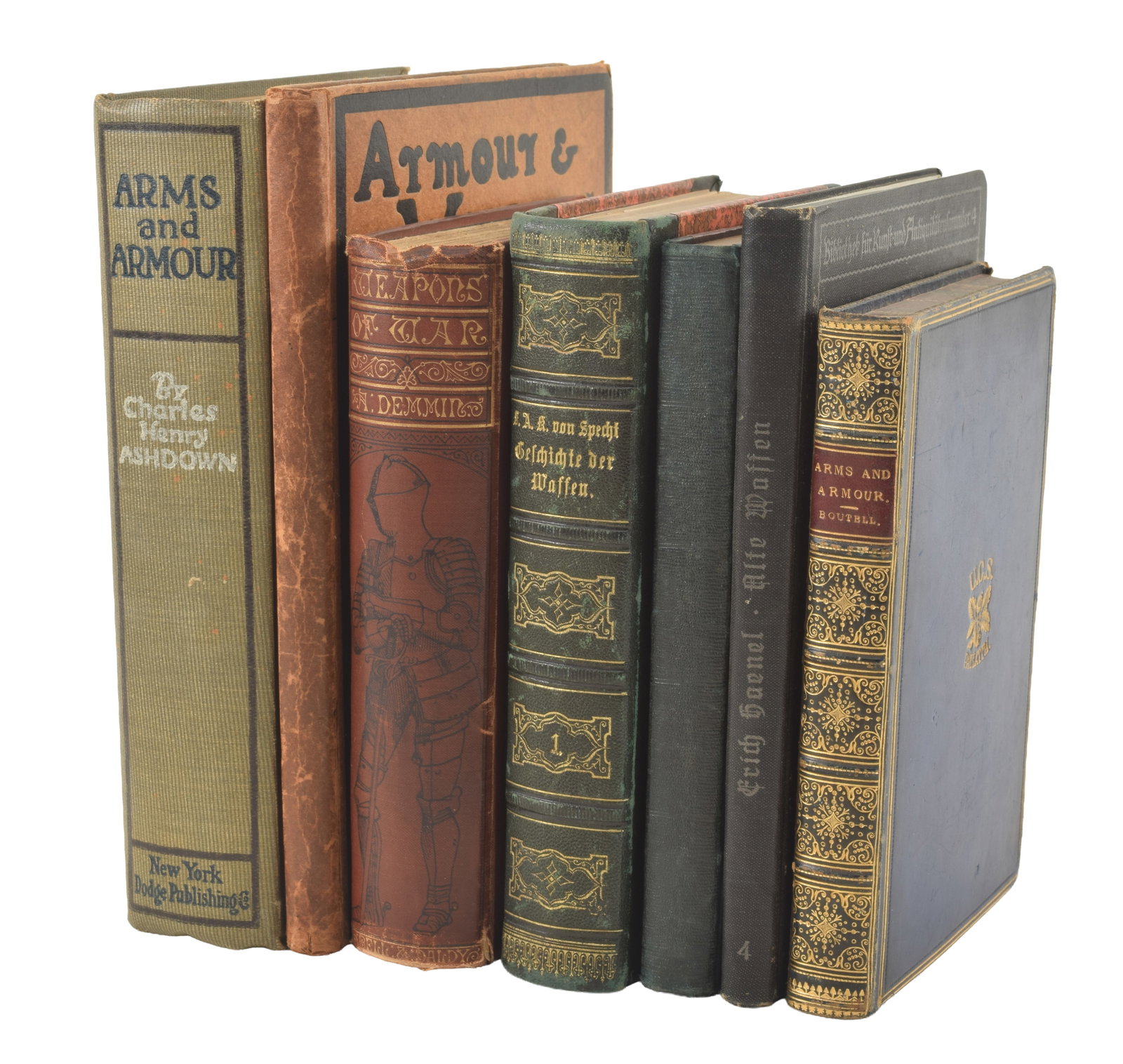 Lot of antique books on arms and armor. To include: Geshichte der Waffen, Die Wrekzeuge und Waffen, (1 of 14)