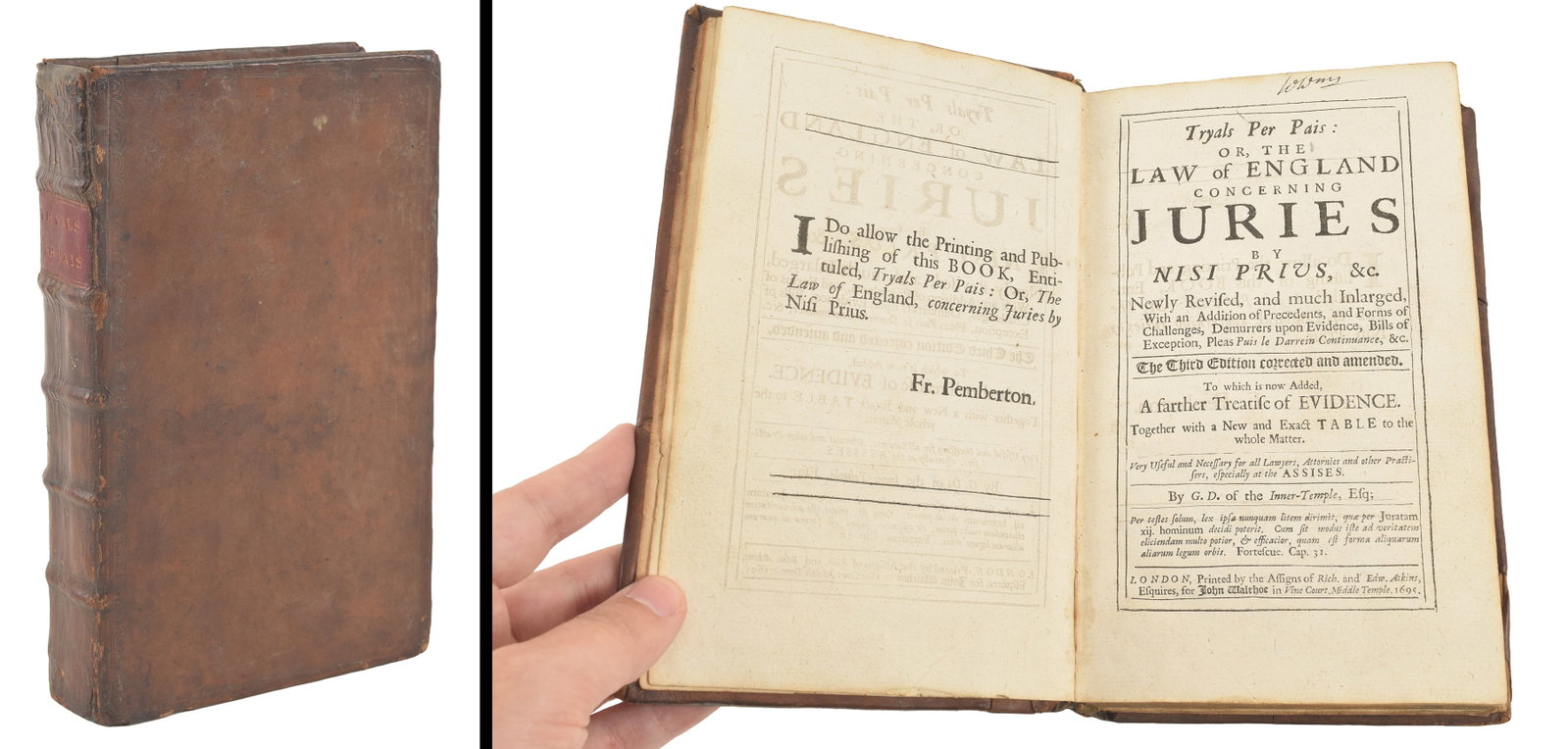 Tryals Per Pais: Or, the Law of England Concerning Juries by Nisi Prius. London: Richard and Edwin (1 of 6)