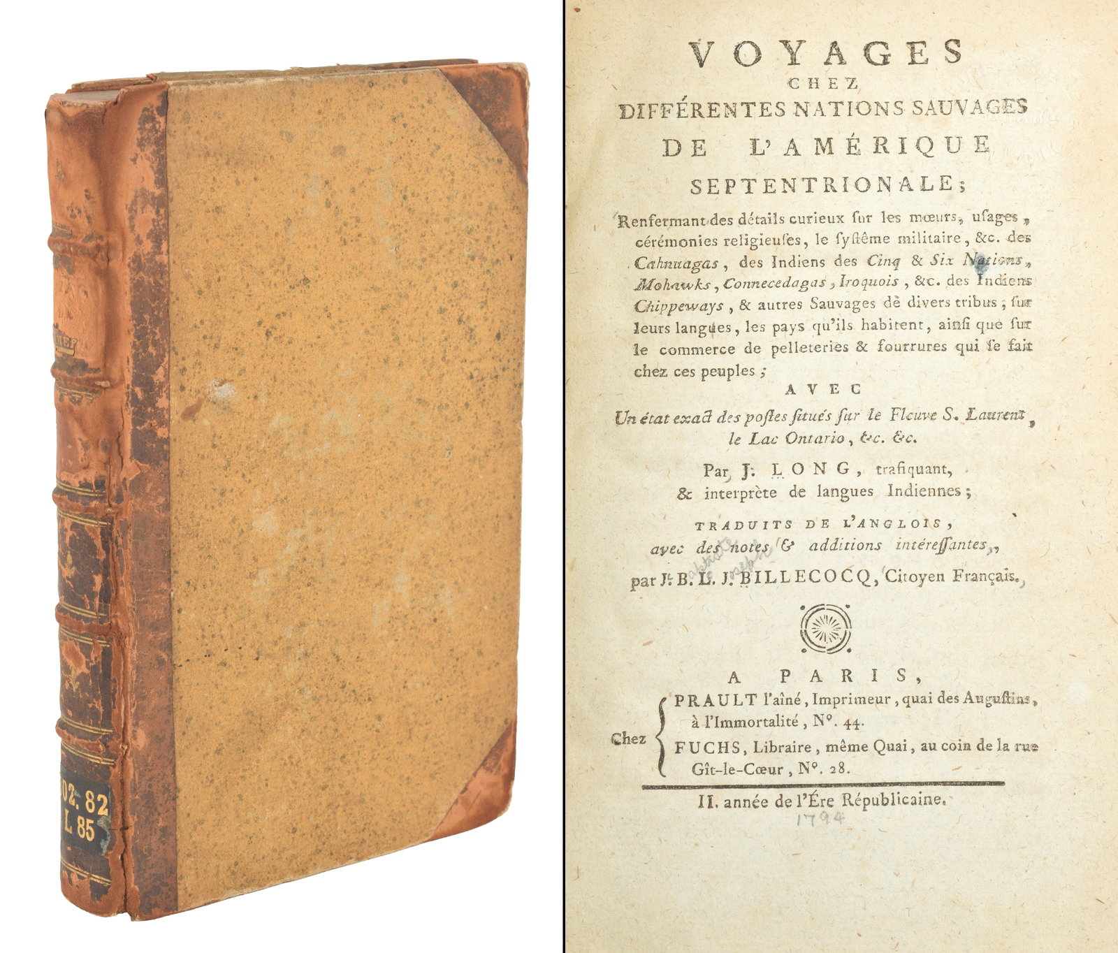 [Native Americans] 1794 Voyages Chez Differentes Nations Sauvages de L'Amerique by John Long and (1 of 5)