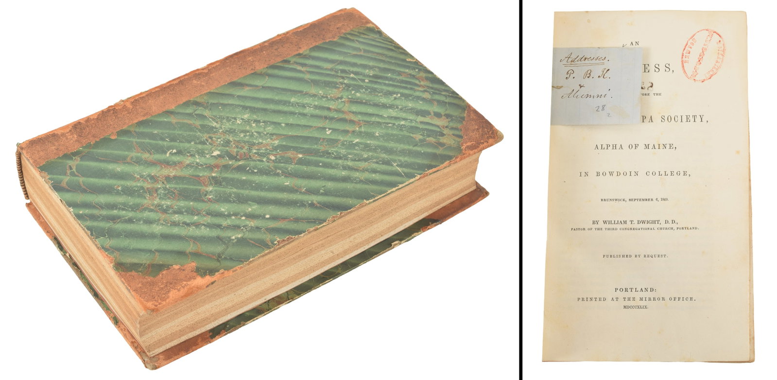[Phi Beta Kappa] Mid 19th century book of addresses given before various Phi Beta Kappa societies: [Phi Beta Kappa] Mid 19th century book of addresses given before various Phi Beta Kappa societies and university alumni groups. Bound collection of addresses published between 1830s and 1860s most to 