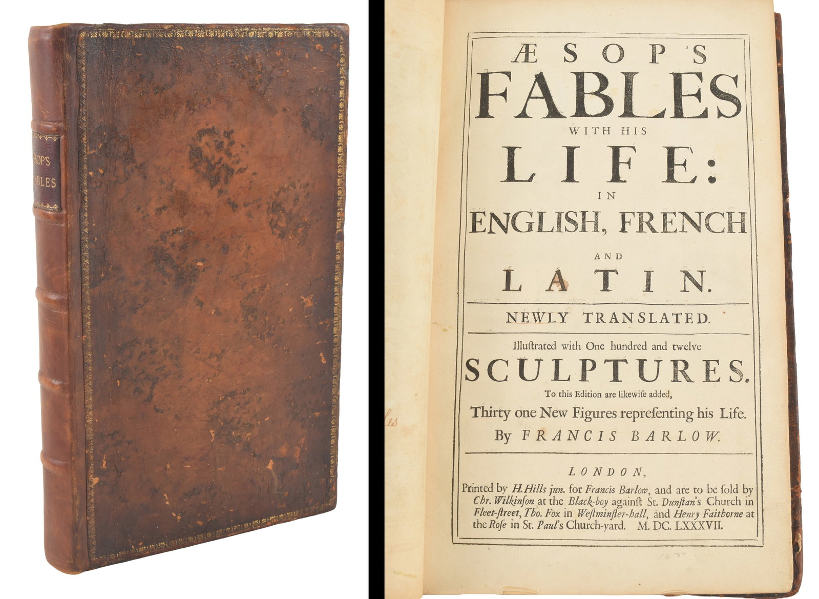 Francis Barlow. Aesops Fables, with His Life. 31 folio plates added to this edition by Barlow and (1 of 14)